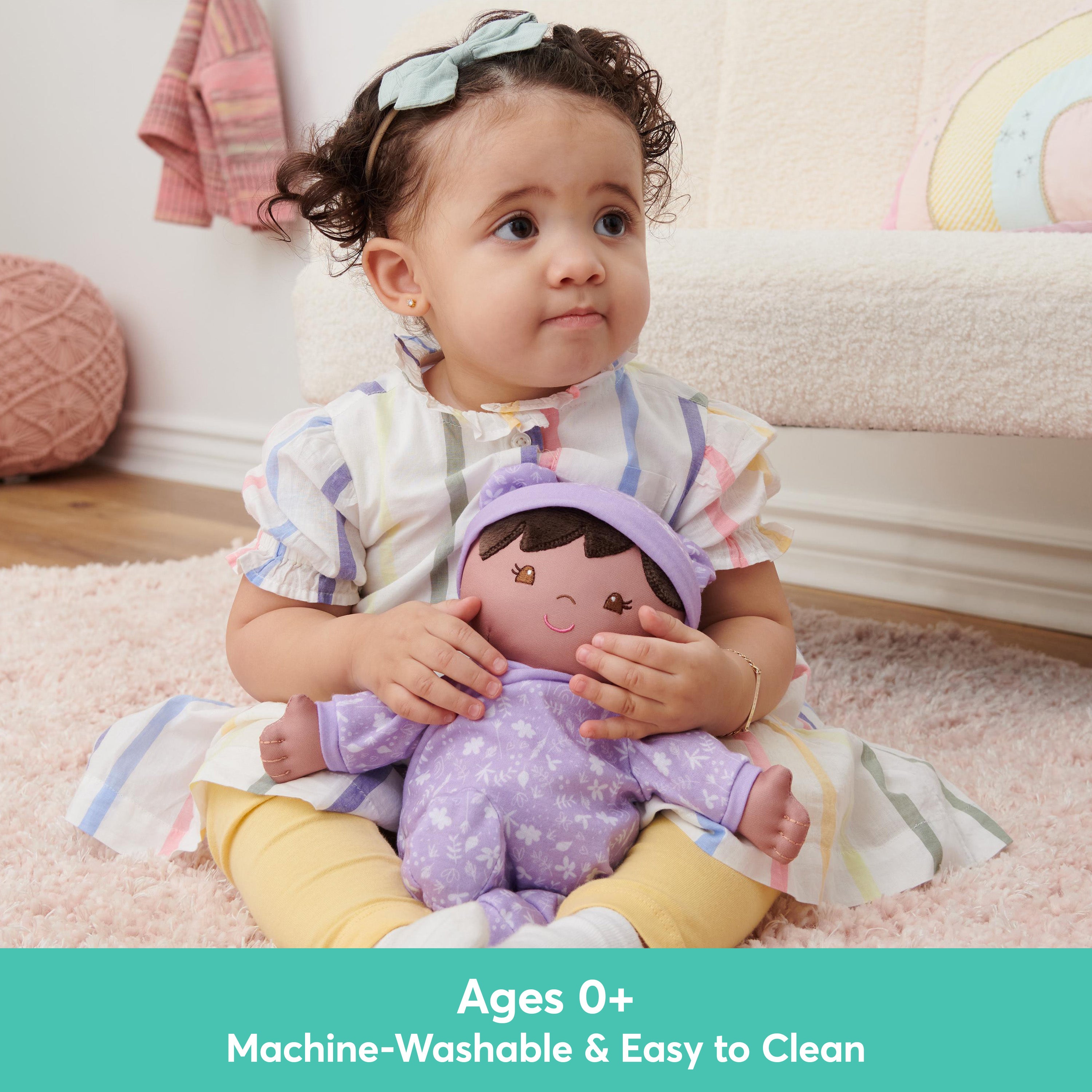 Baby GUND Sustainable Baby Doll, Plush Doll Made from Recycled Materials, For Babies and Newborns, Purple, 12”