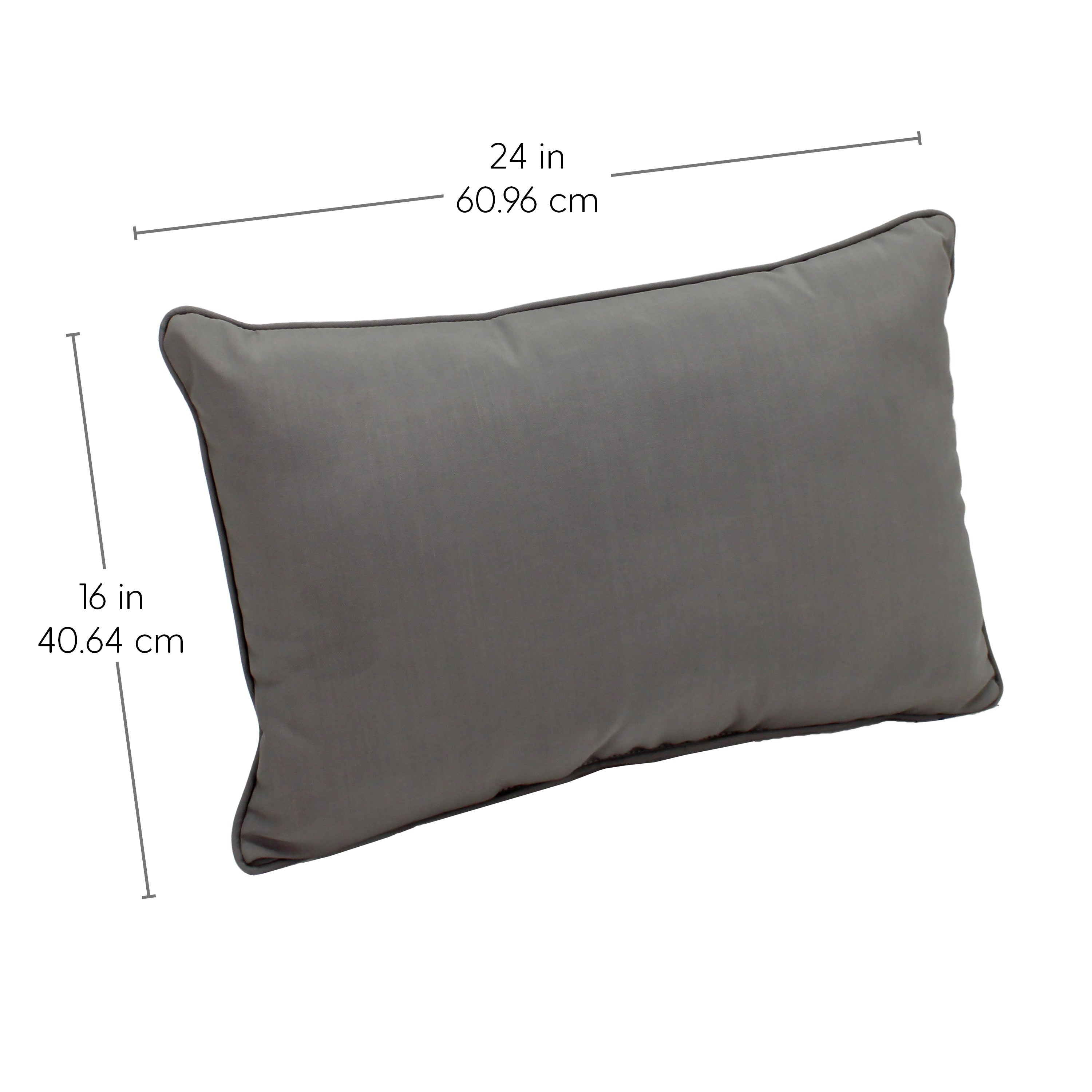 Presidio 16" x 24" Lumbar Indoor/Outdoor Pillow with Piping, 2-Piece - Gray