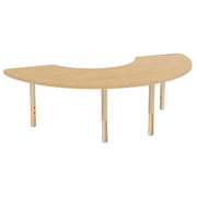 36" x 72" Half Moon Thermofused Activity Table with Adjustable Chunky Wood Legs - Maple Grain/Sand/Natural
