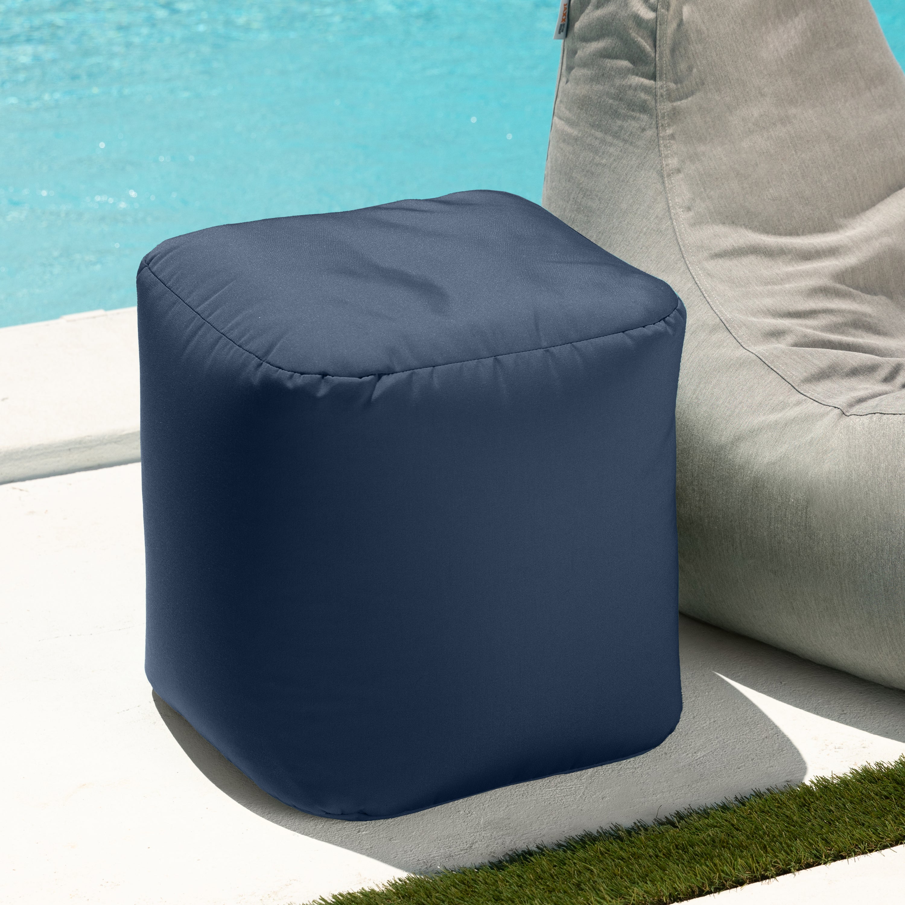 Jaxx Luckie Outdoor Patio Bean Bag Ottoman, Navy