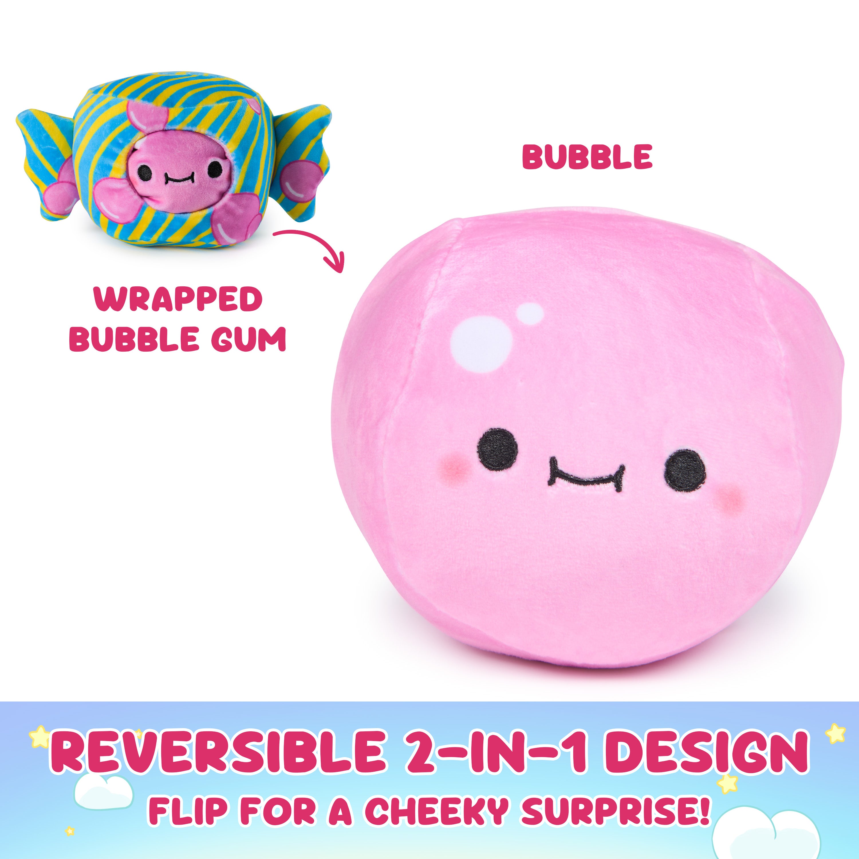 Cheeky Chonks Snacky Seats CDU, 4.5” Reversible Plush Toys Assorted Styles