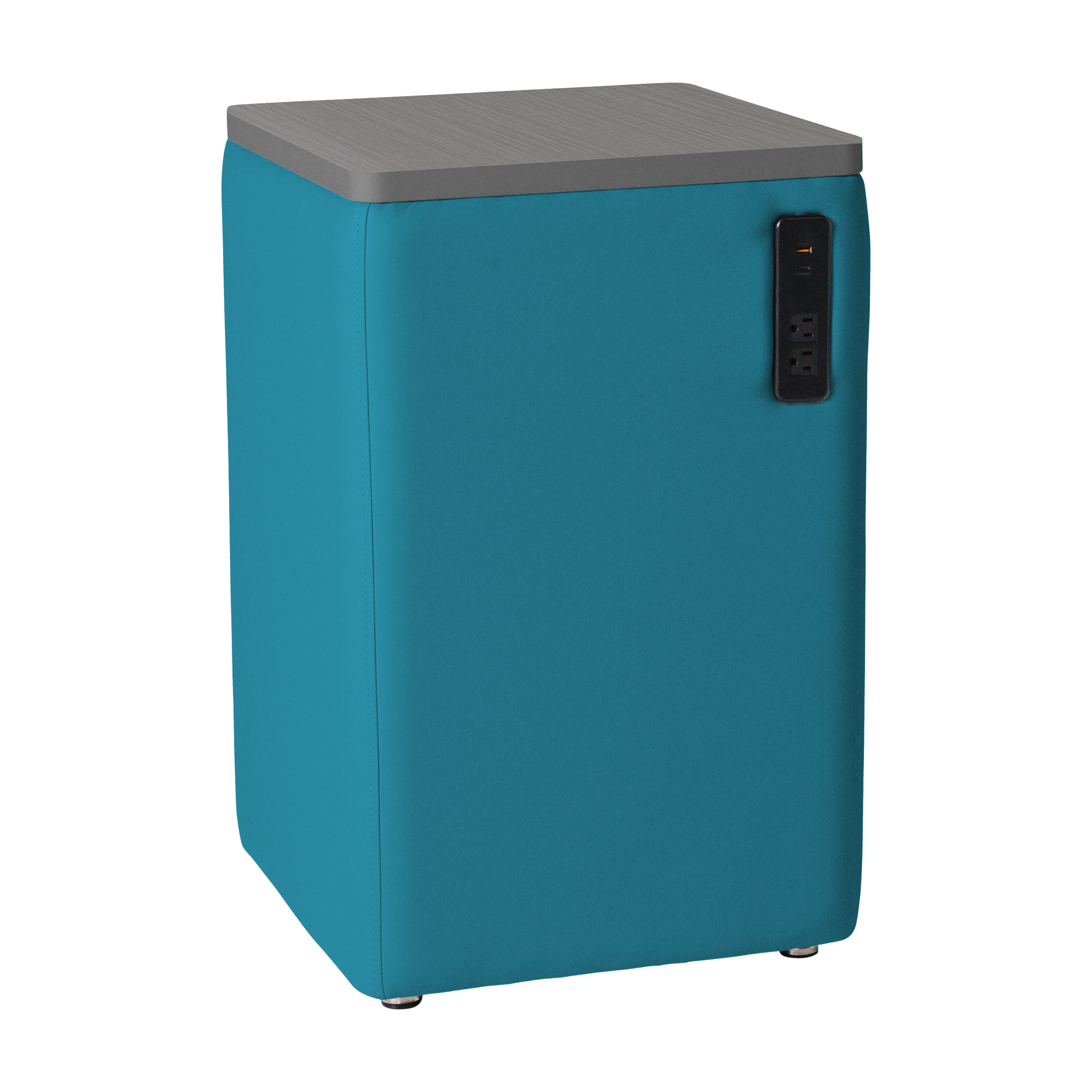 Pro Series Upholstered 18" x 18" Square Ottoman Table with Tech Panel 28" Height - Teal/Cosmic Strandz