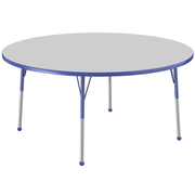 60" Round T-Molding Activity Table with Adjustable Standard Ball Glide Legs - Gray/Blue