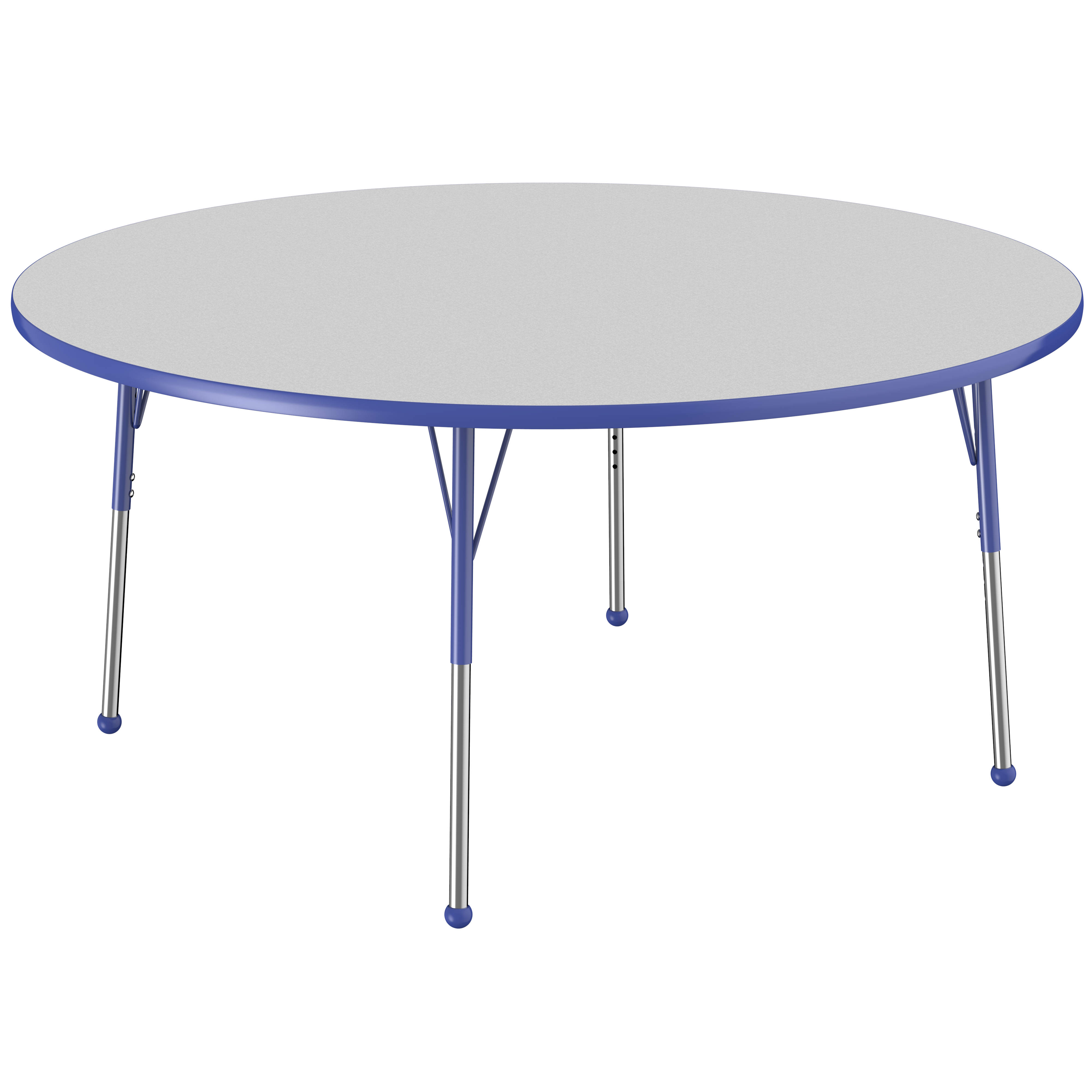 60" Round T-Molding Activity Table with Adjustable Standard Ball Glide Legs - Gray/Blue