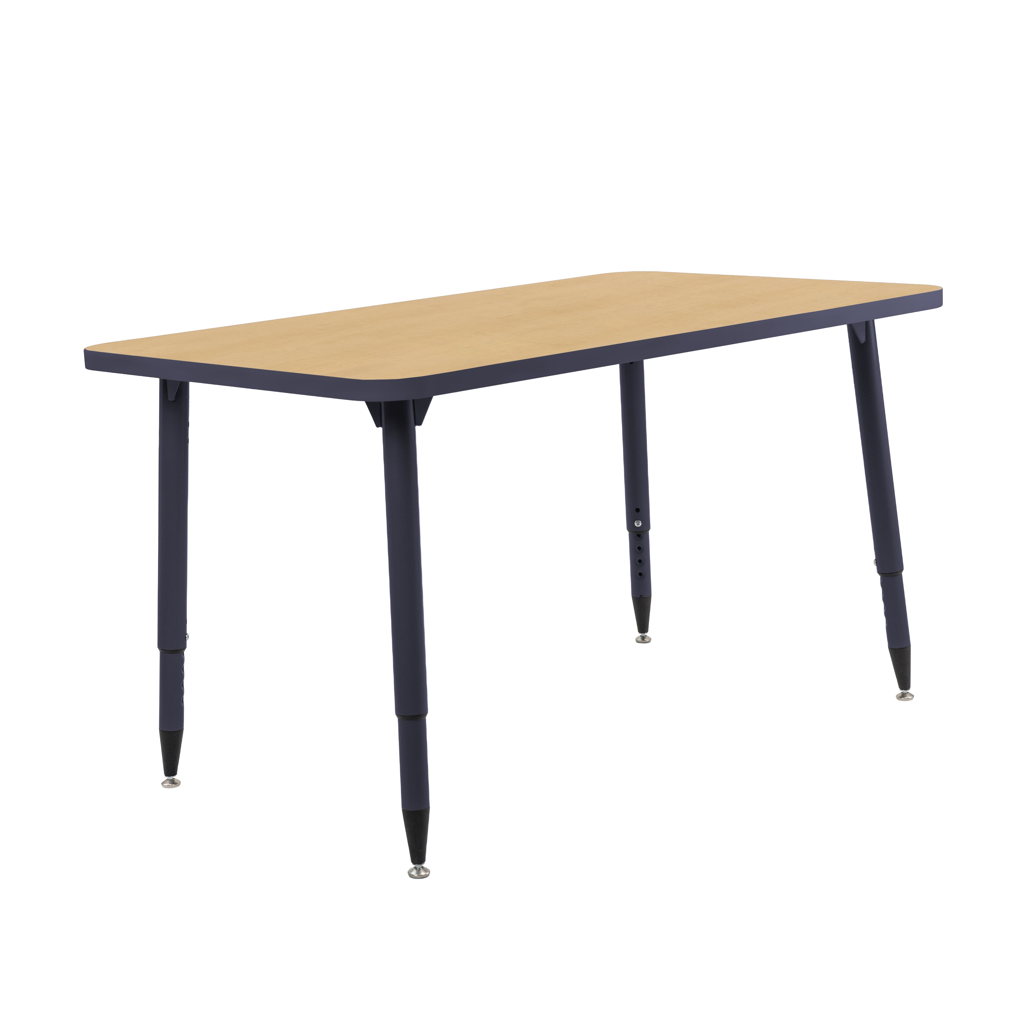 Adapte 30" x 48" Rectangle Thermofused Activity Table with Adjustable Tapered Legs - Maple/Navy