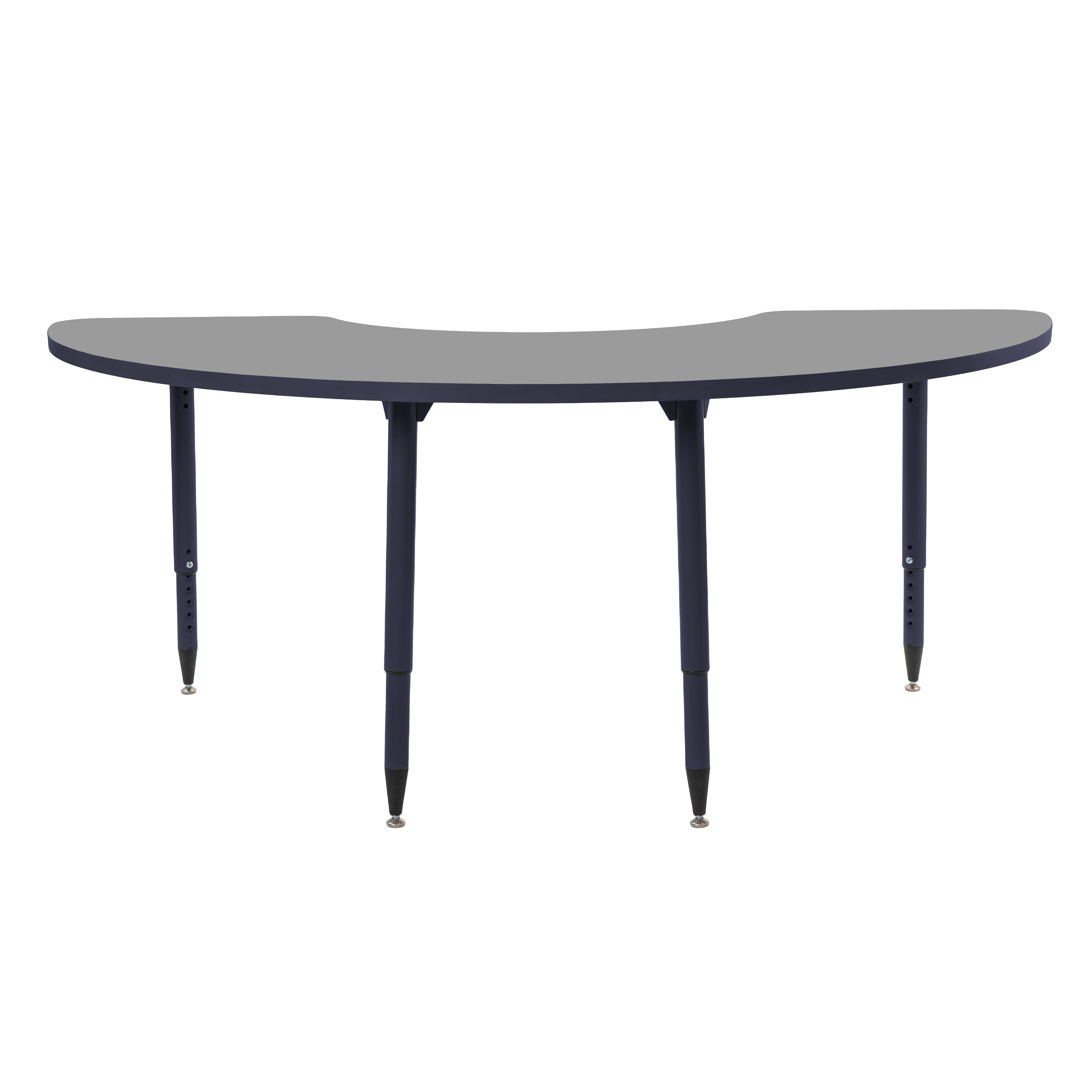 Adapte 36" x 72" Half Moon Thermofused Activity Table with Adjustable Tapered Legs - North Sea/Navy