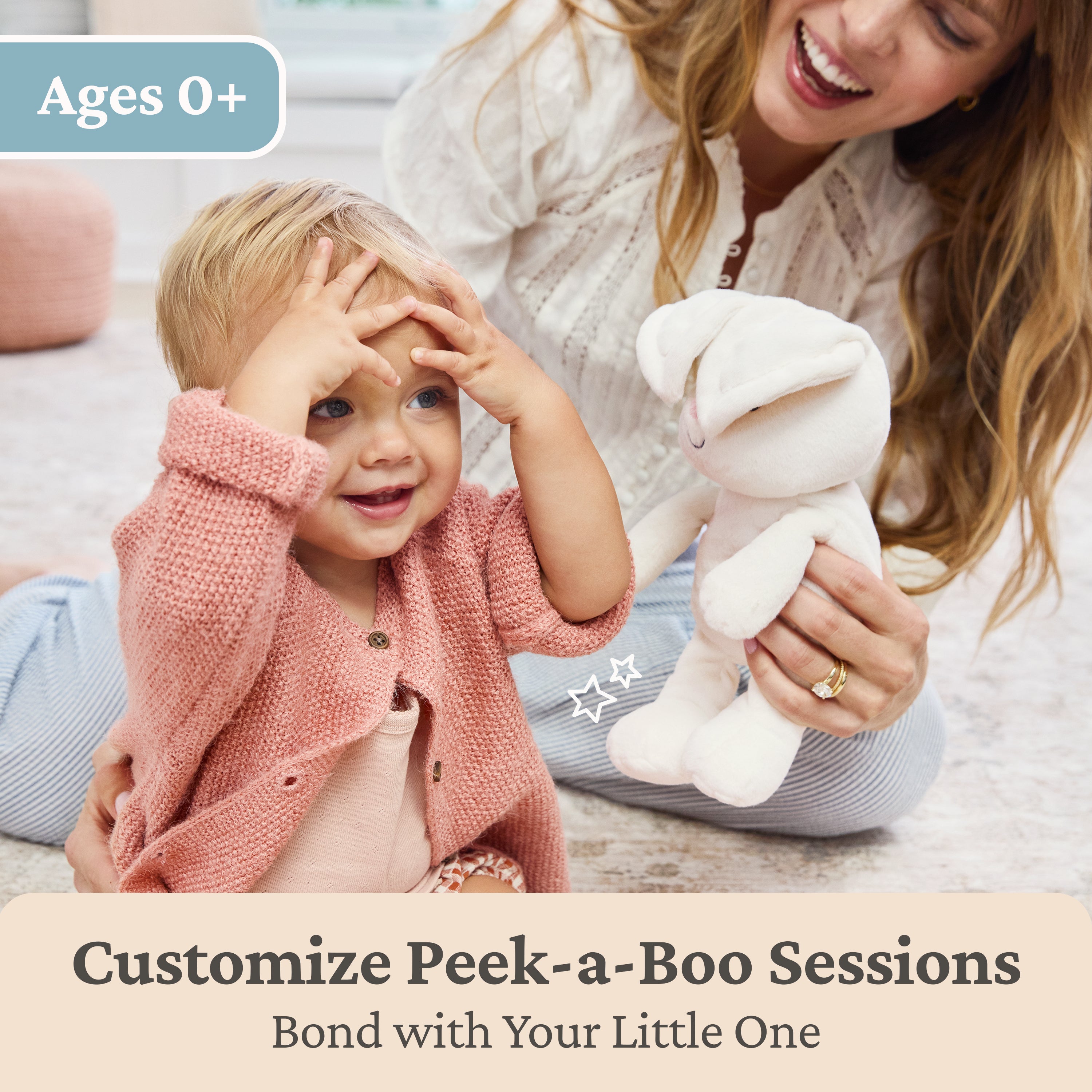 GUND Baby Peek-a-Boo Flora Bunny Plush, Bunny Rabbit Stuffed Animal, Baby Toy for Ages 0 and Up, Cream, 7" Batteries Not Required