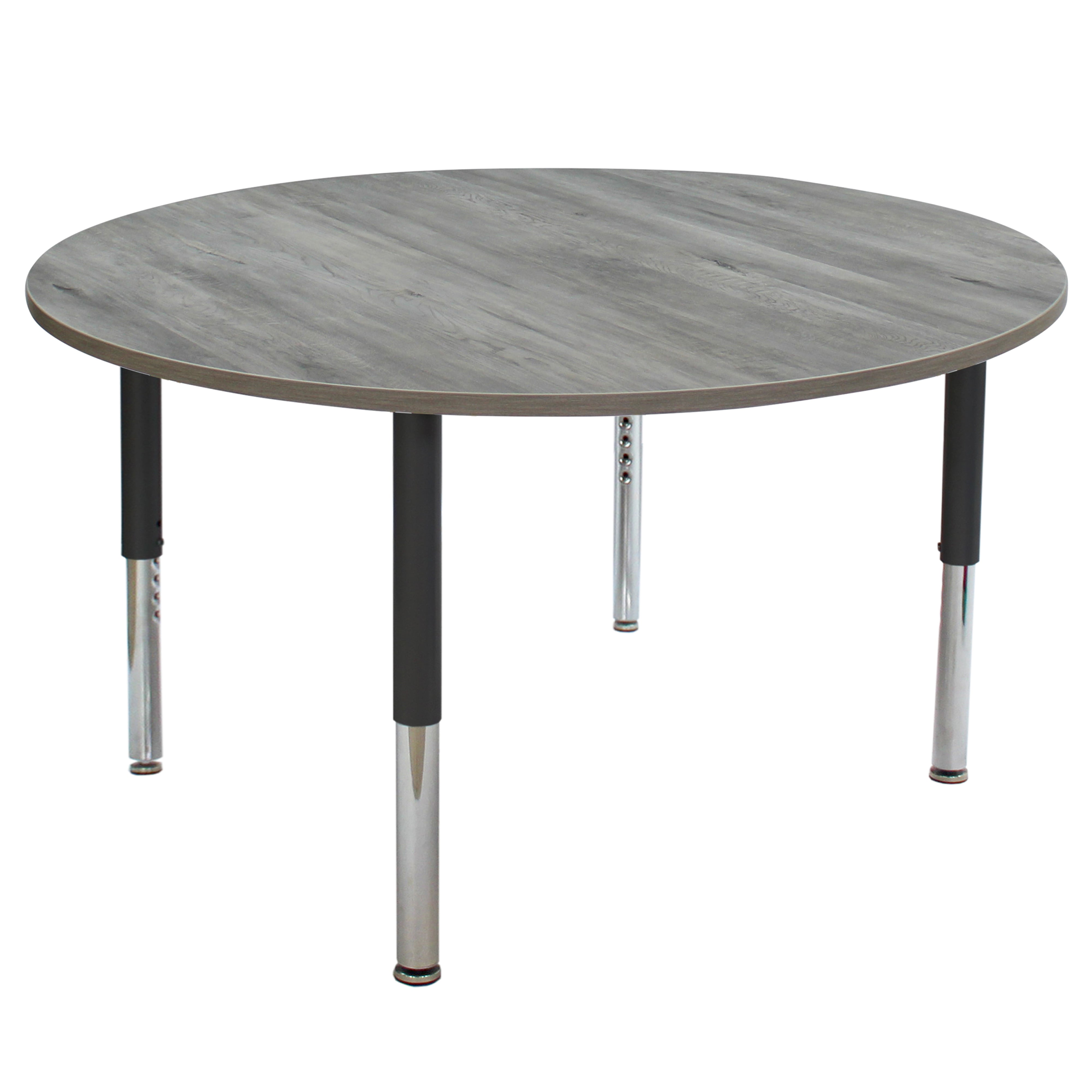 48" Round La Madera Activity Table with Adjustable Super Legs - Light Gray Wood/Black