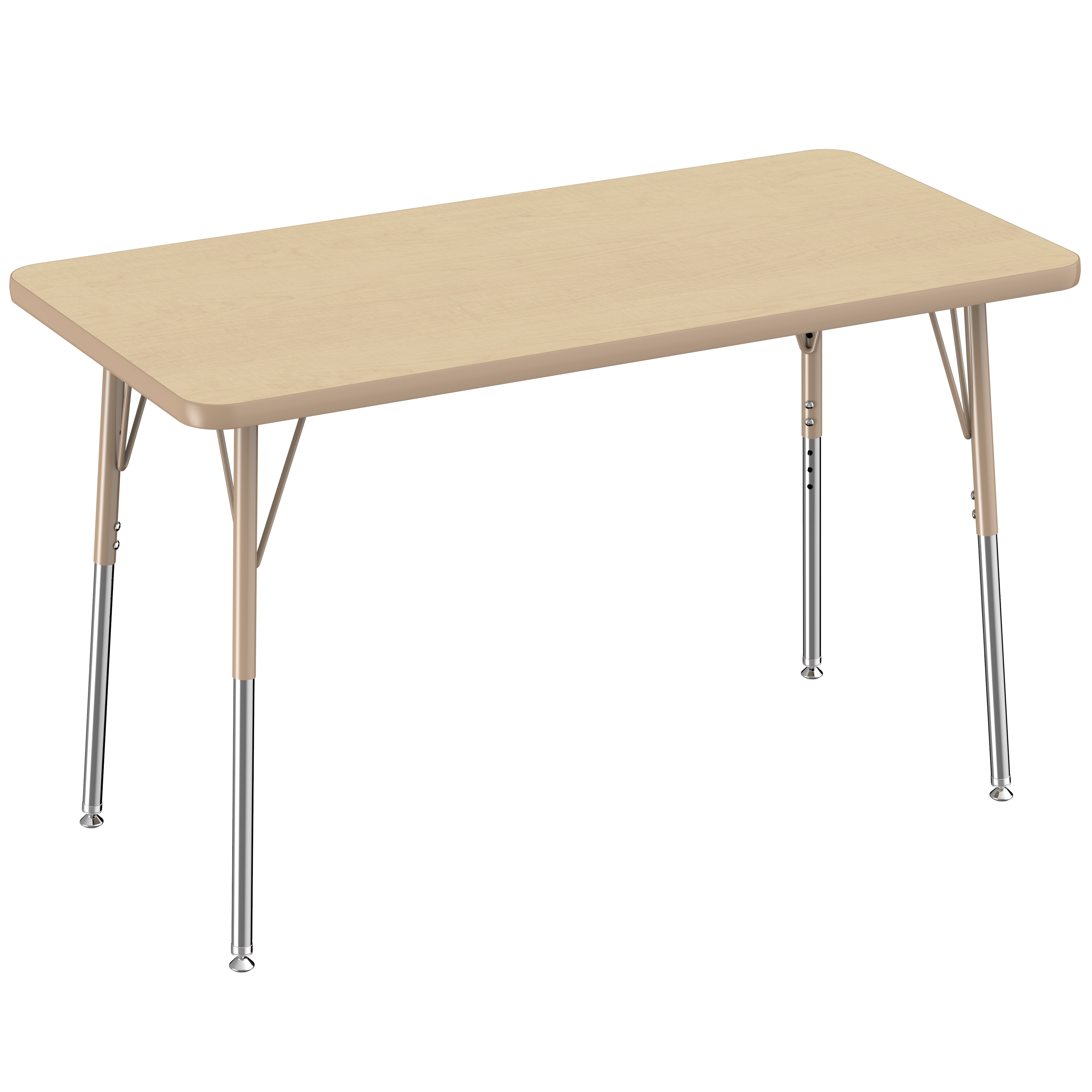 24" x 48" Rectangle T-Molding Activity Table with Adjustable Standard Swivel Glide Legs - Maple/Sand