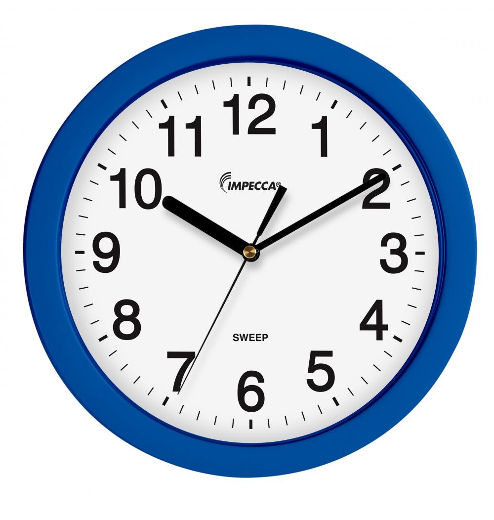 Impecca 10" WALL CLOCK, SILENT MOV. - BLUE