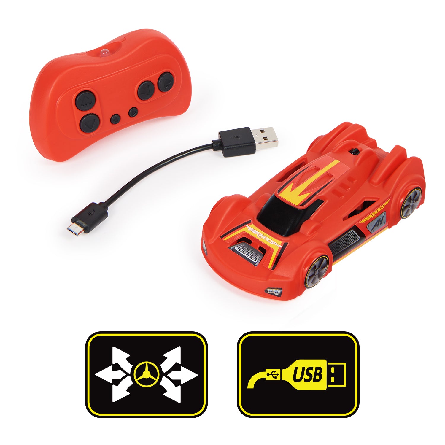 Air Hogs, Zero Gravity Sprint RC Car Wall Climber, Red USB-C Rechargeable Indoor Wall Racer, Over 4-Inches, Kids Toys for Kids Ages 4 and up