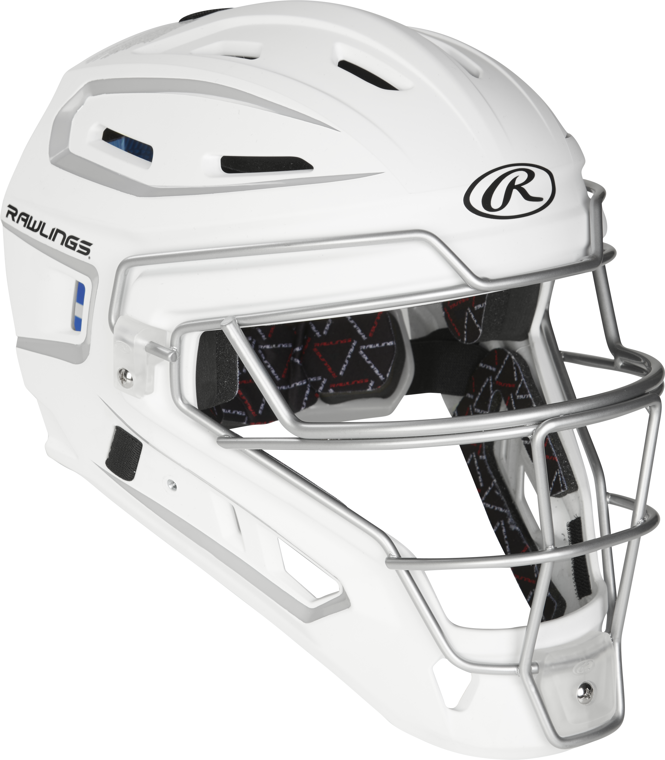 Rawlings Velo 2.0 Matte Junior Catchers Helmet - White/Silver