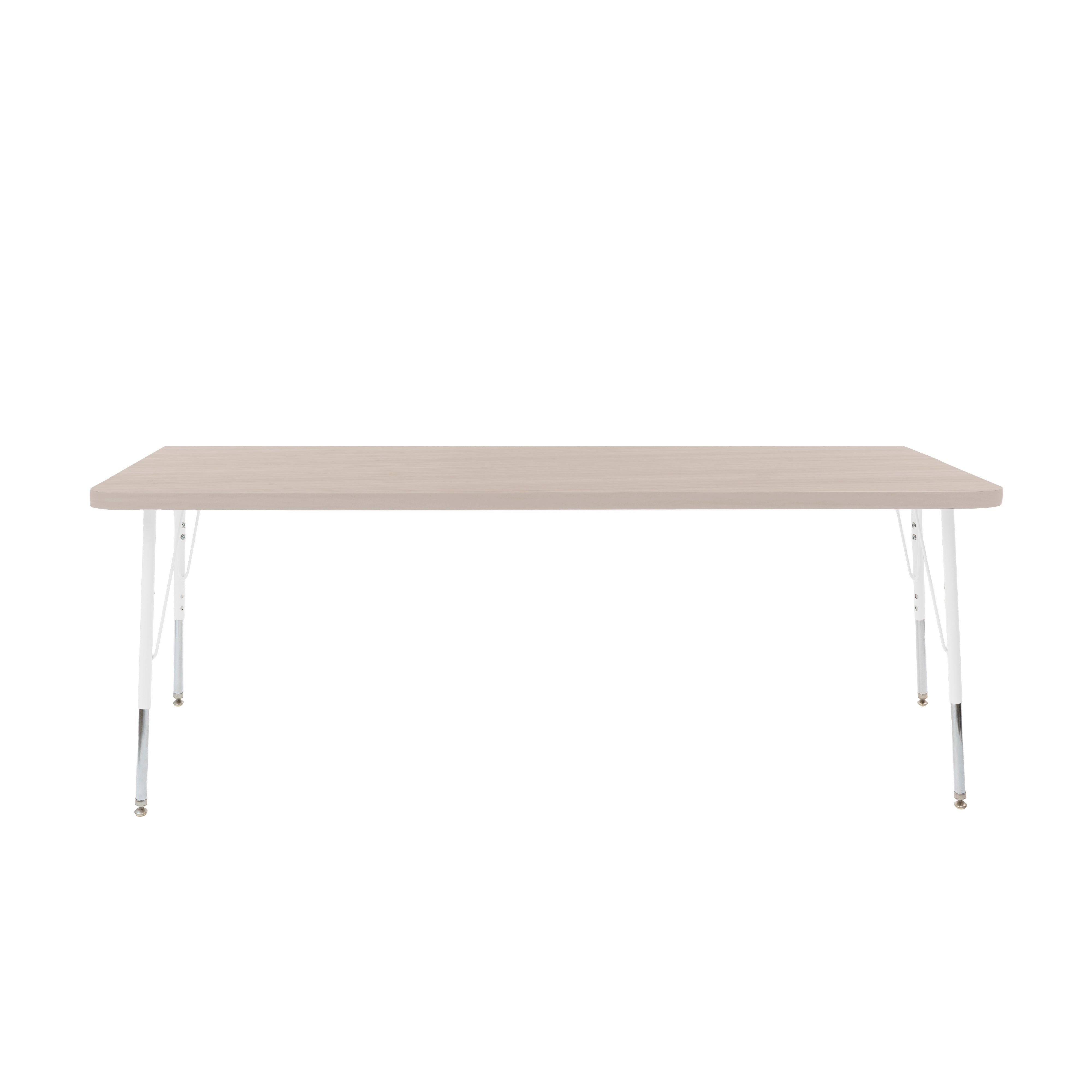 30" x 72" Rectangle Thermofused Woodgrain Activity Table with Standard Legs - Asian Sand/White