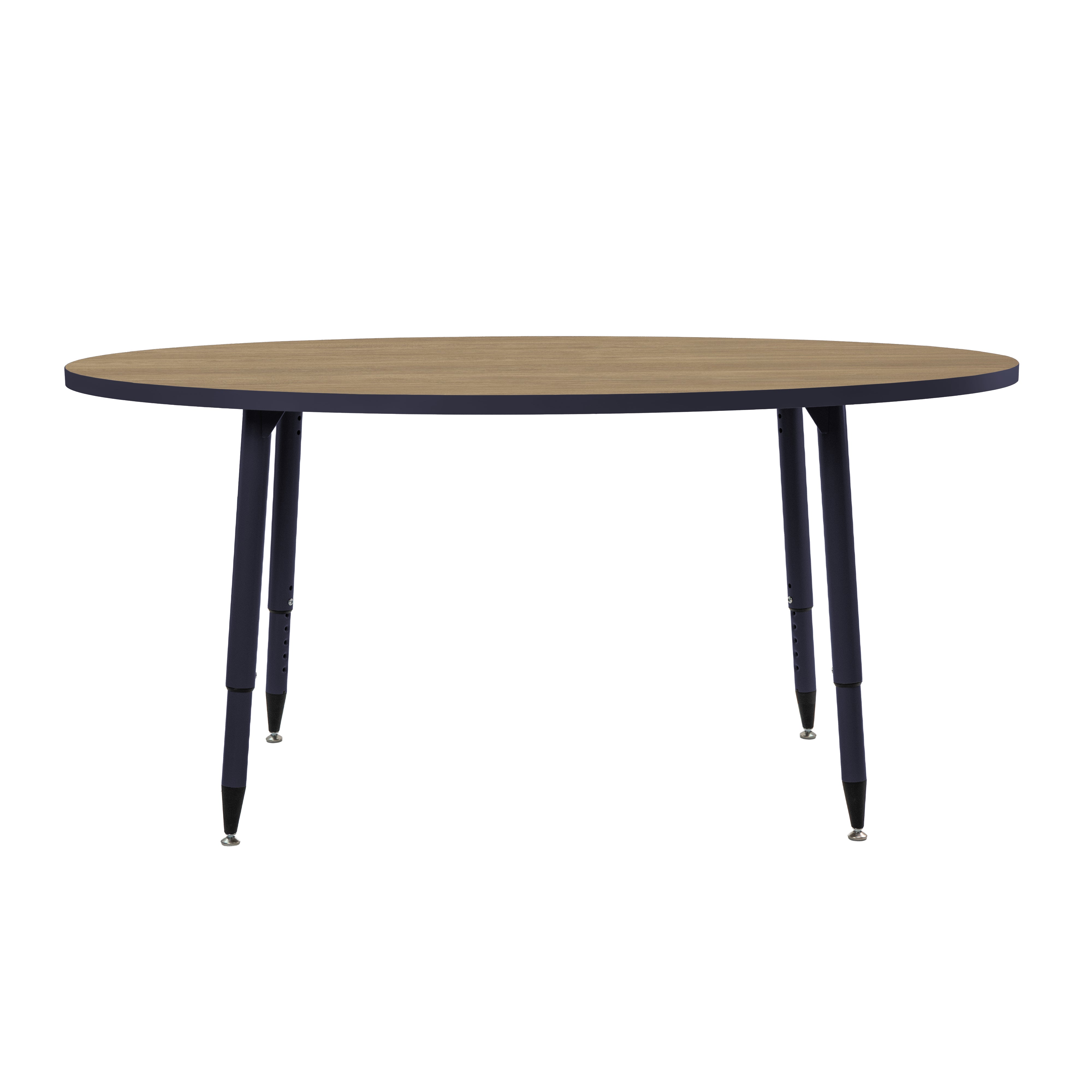 Adapte 30" x 60" Oval Thermofused Activity Table with Adjustable Tapered Legs - Pasadena Oak/Navy