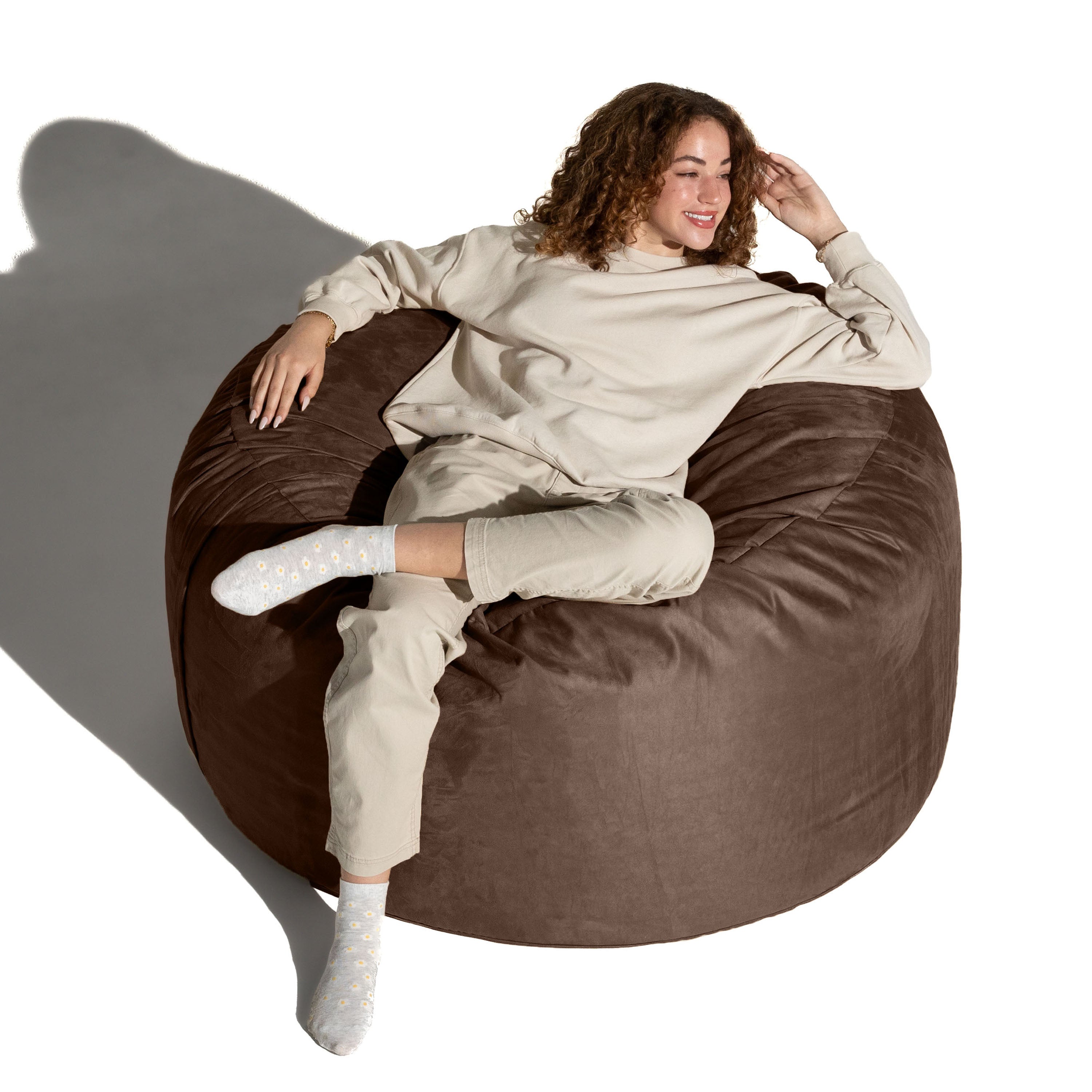 Jaxx 4 ft Round Bean Bag Chair for Adults, Chocolate