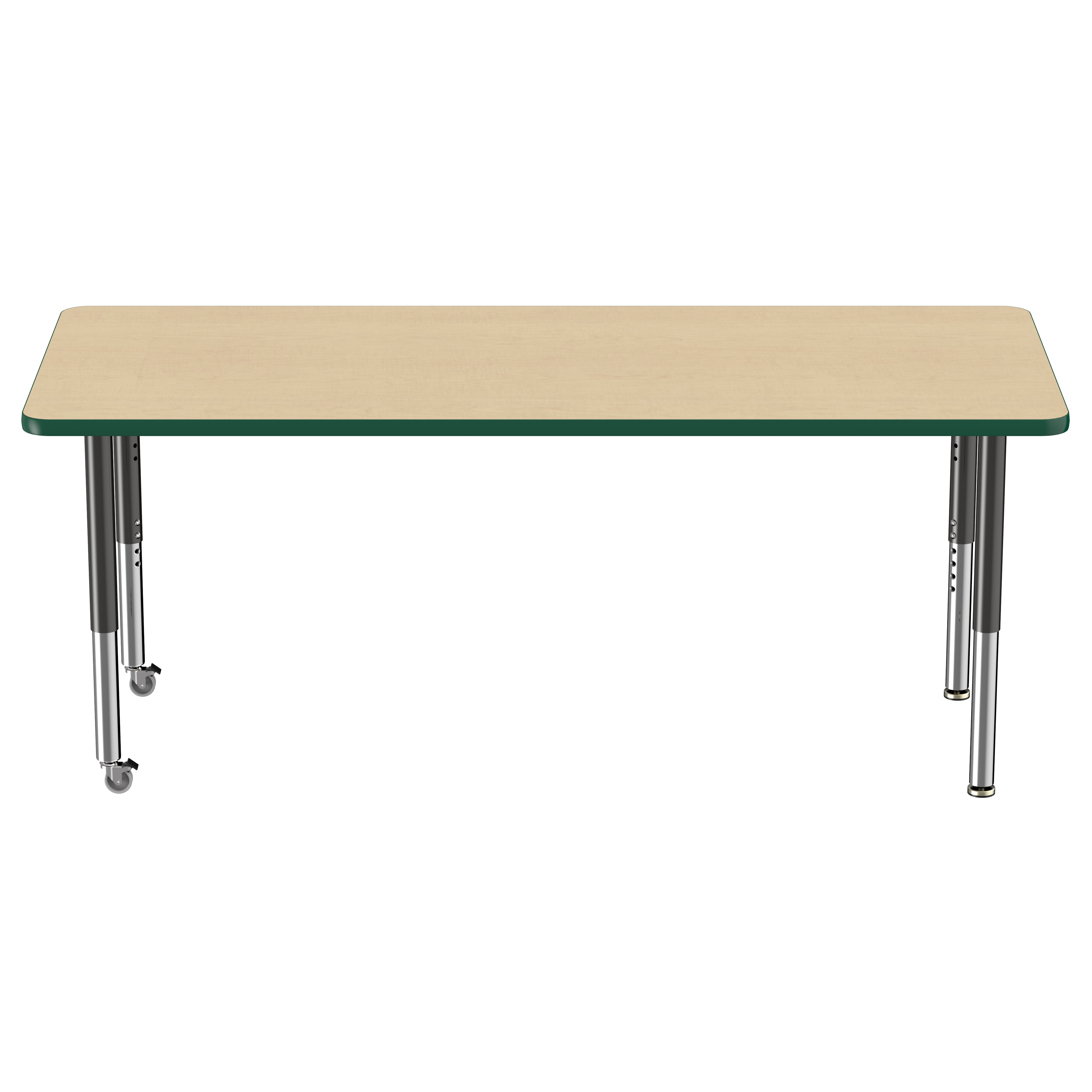 30" x 72" Rectangle T-Molding Activity Table with Adjustable Super Legs - Maple/Green/Black