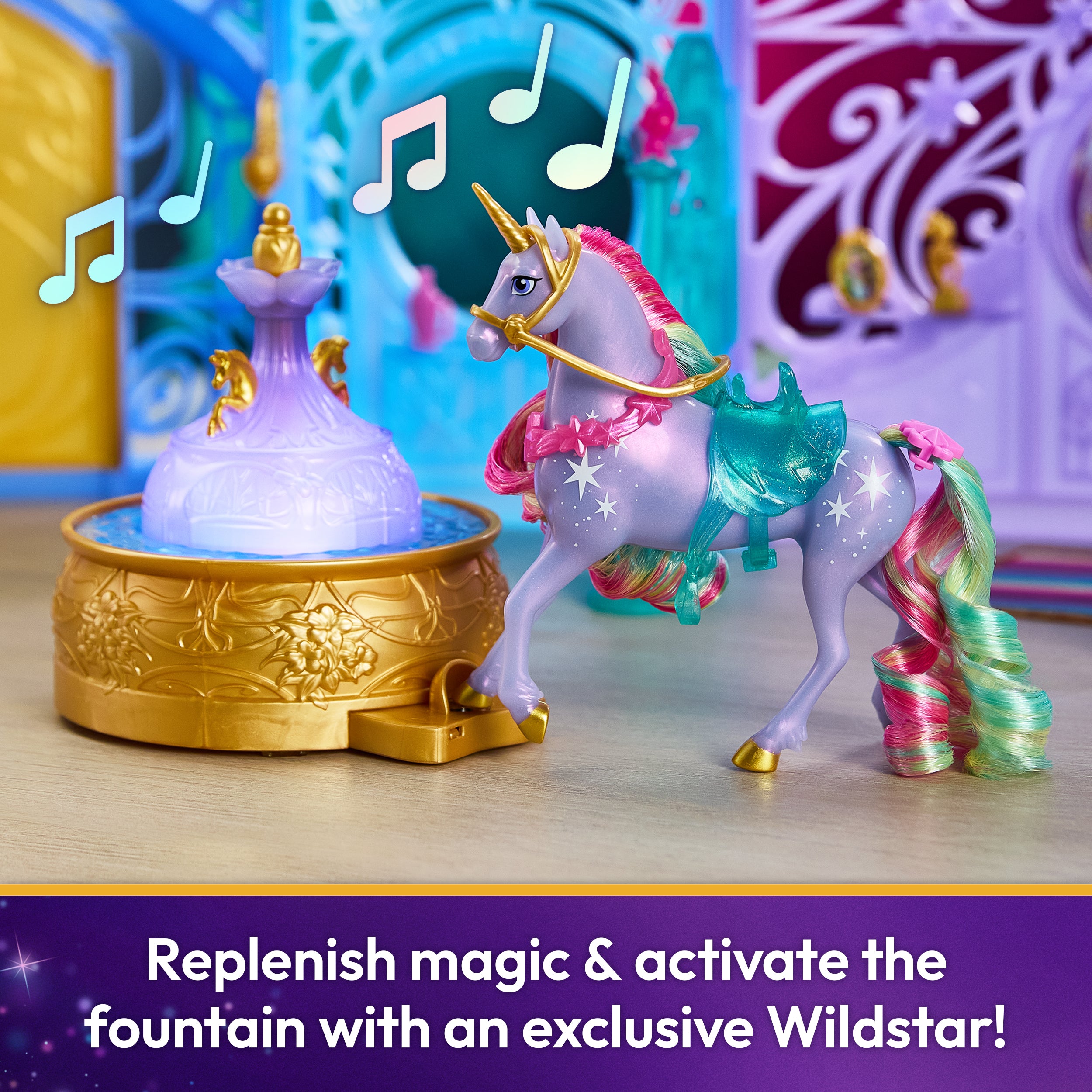 Unicorn Academy, Starglow Fountain & Stable Playset with Wildstar, Lights & Sounds, 24 Accessories, Dolls & Unicorn Toys for Girls Ages 4 and up