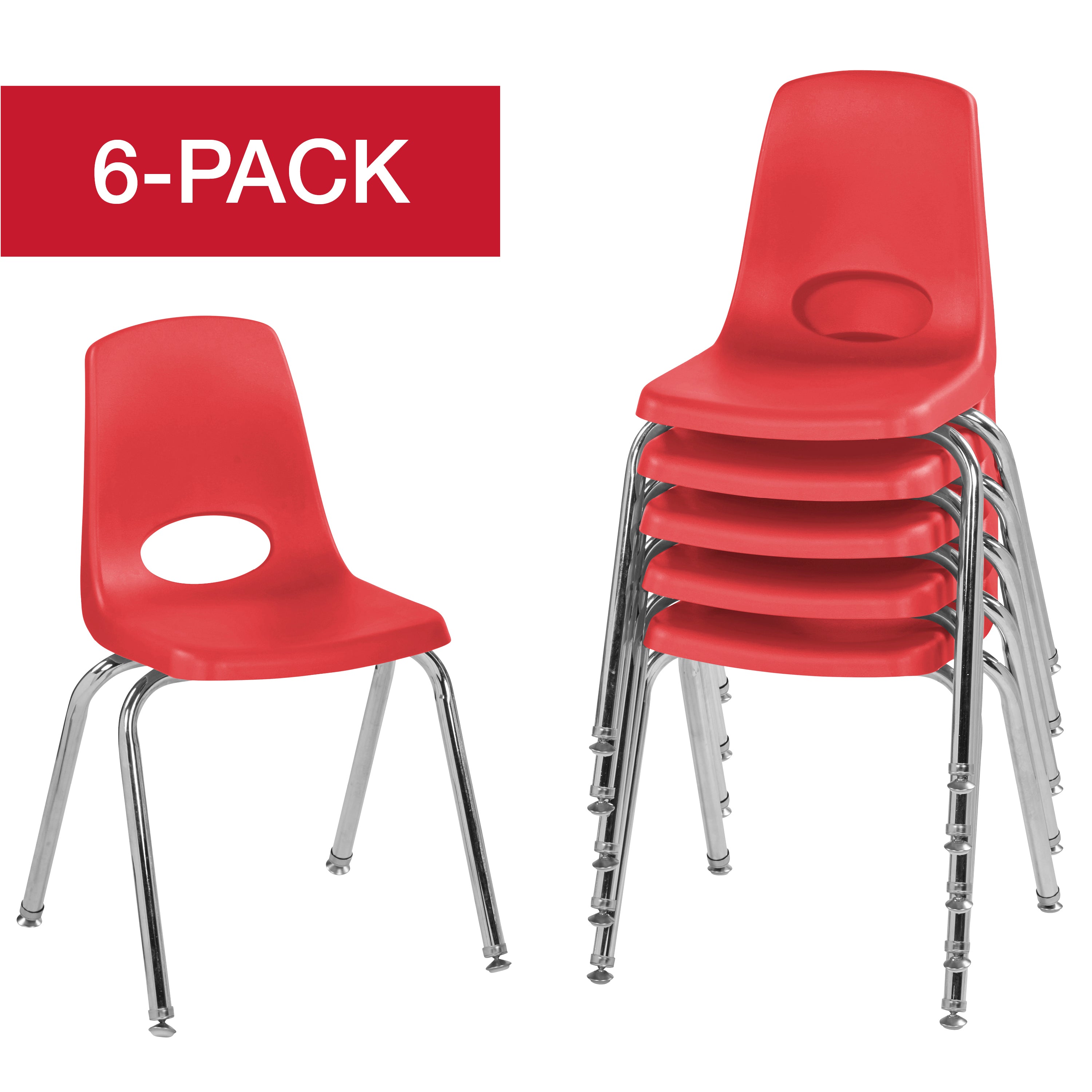 16" Stack Chair with Swivel Glides - Red
