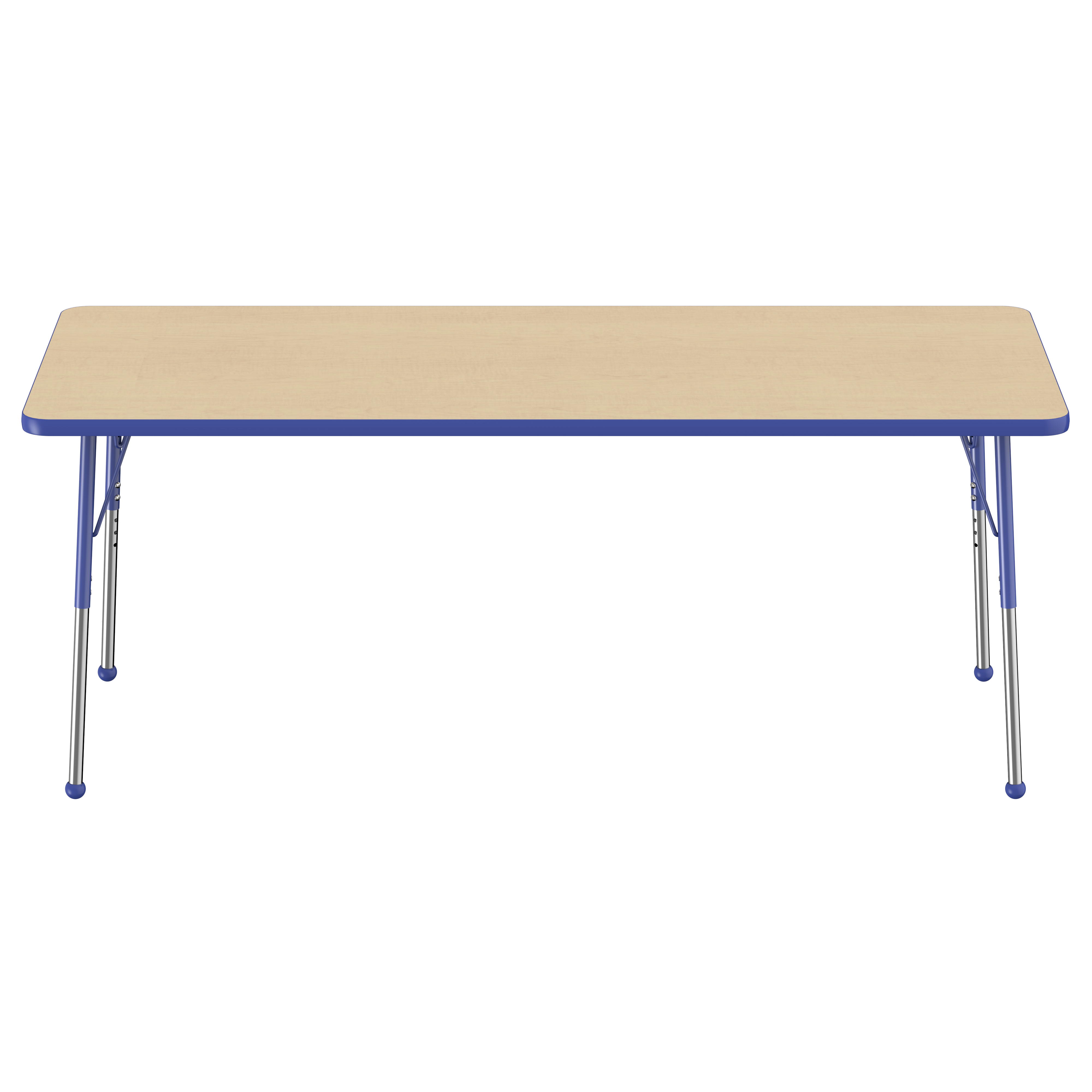 30" x 72" Rectangle T-Molding Activity Table with Adjustable Standard Ball Glide Legs - Maple/Blue