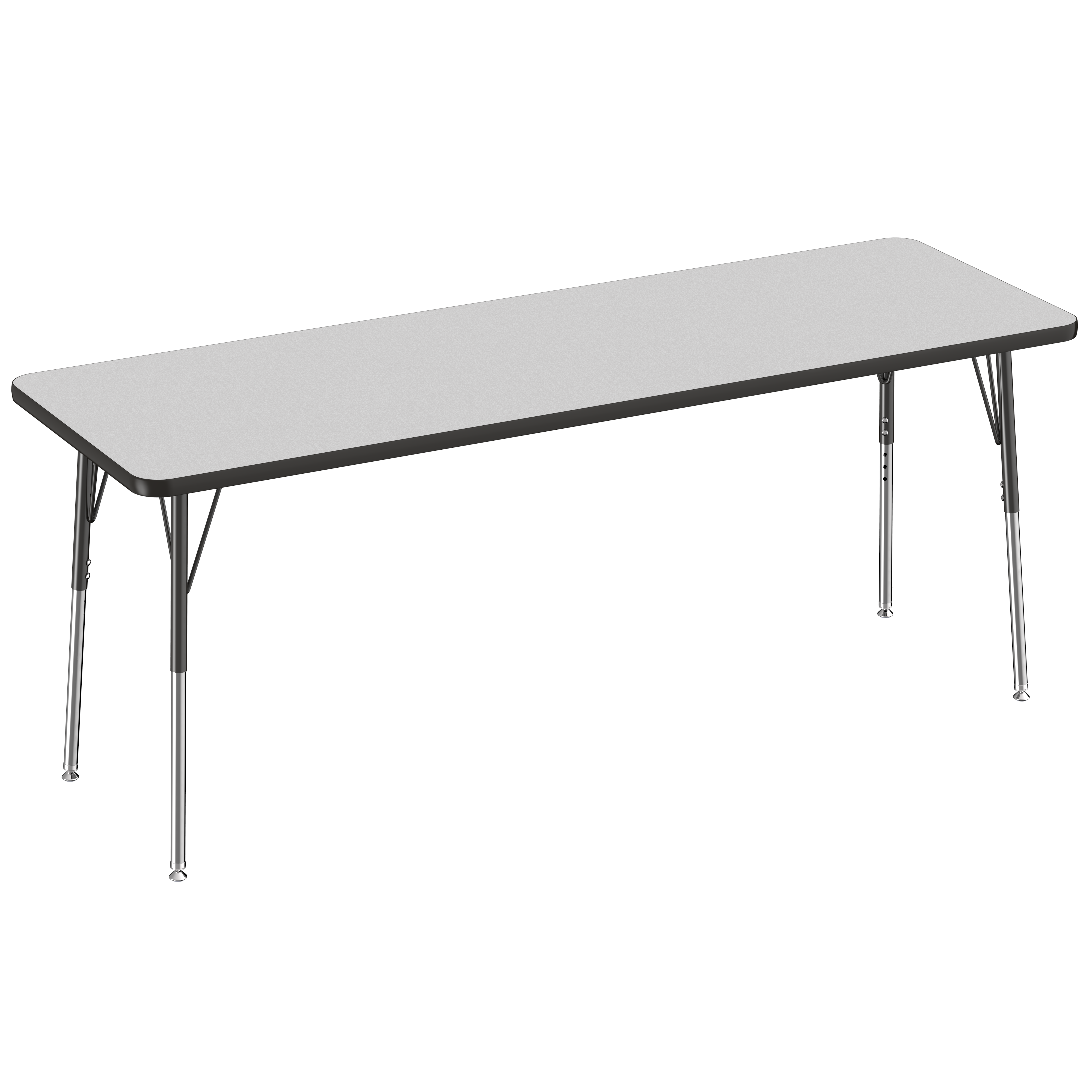 24" x 72" Rectangle T-Molding Activity Table with Adjustable Standard Swivel Glide Legs - Gray/Black