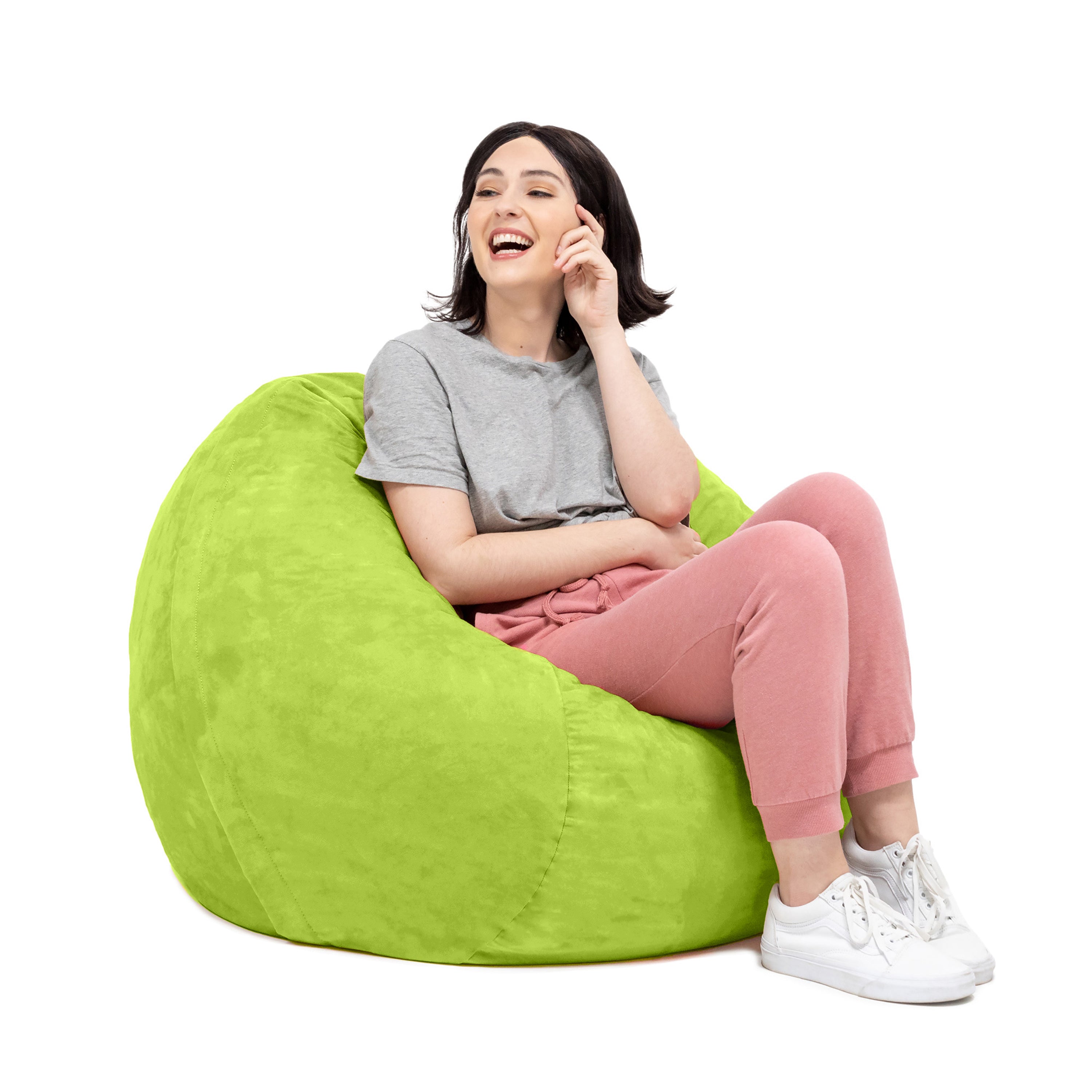 Jaxx Saxx 3 Foot Bean Bag Chair with Removable Cover, Lime