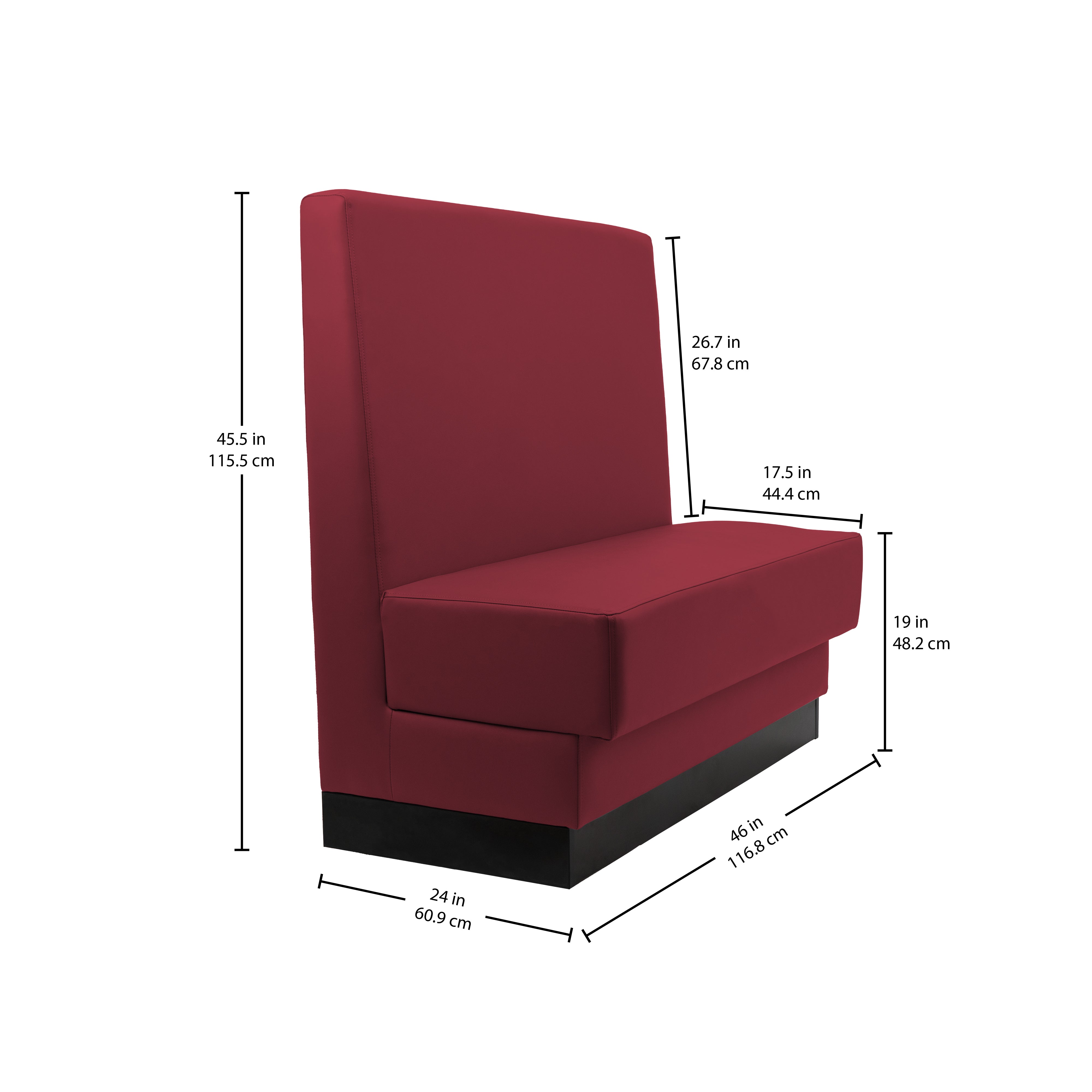 Pro Series Single-Sided Restaurant Booth Seating - Burgundy