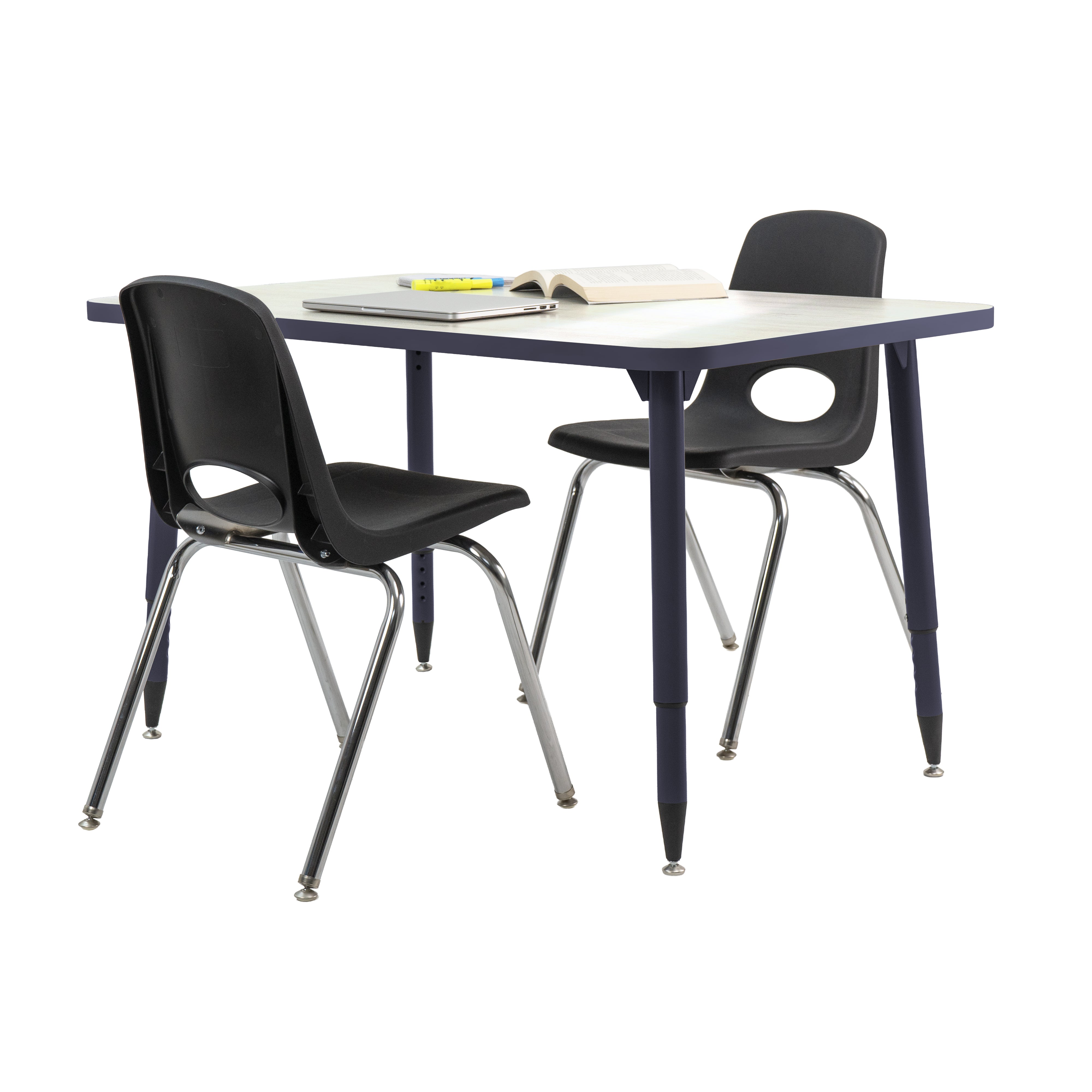 Adapte 30" x 48" Rectangle Dry-Erase Activity Table with Adjustable Tapered Legs - Whiteboard/Navy