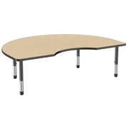 48" x 72" Kidney Thermofused Activity Table with Adjustable Chunky Legs - Maple/Black