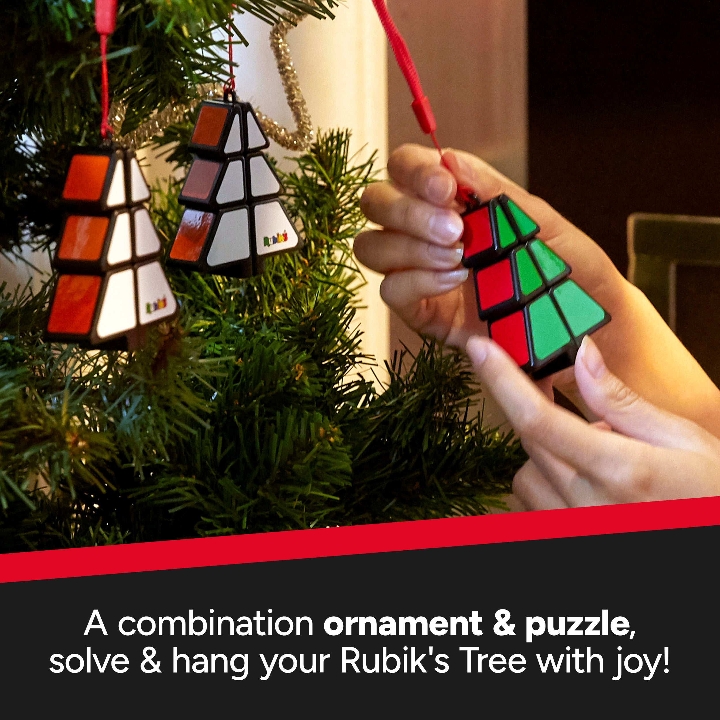 Rubik’s Cube, Christmas Tree Festive Novelty Cube and Problem-Solving Puzzle, Christmas Bauble Decorations
