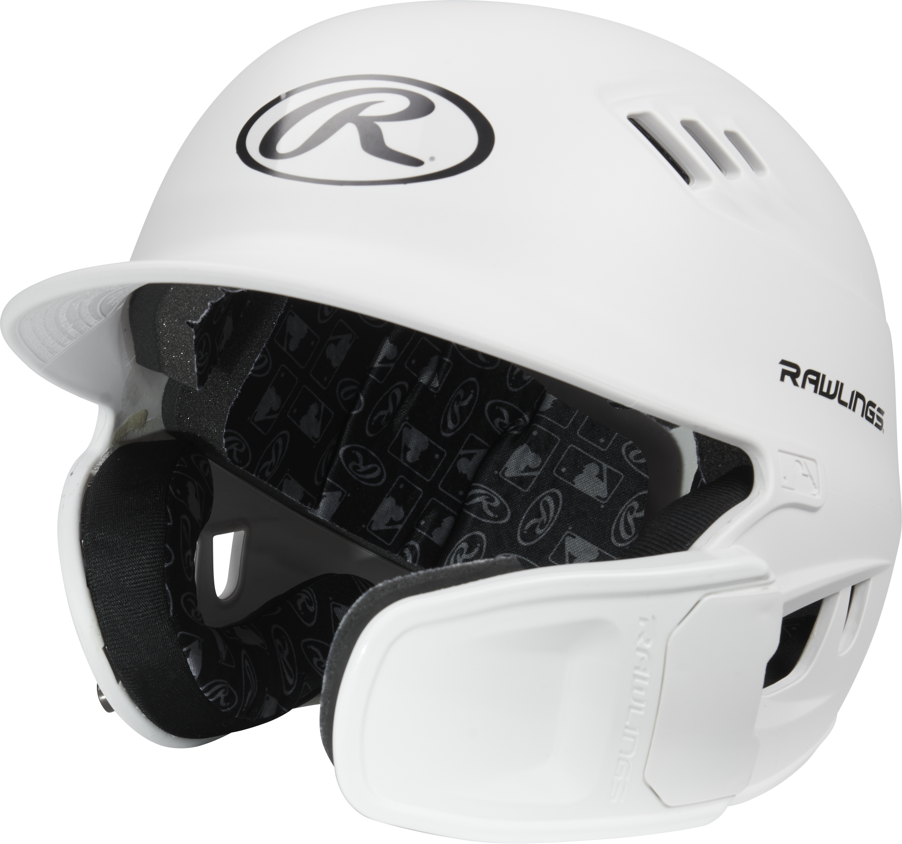 Rawlings R16 Matte Senior 1-Tone Baseball Helmet With Reversible Extension - White