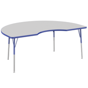 48" x 72" Kidney T-Molding Activity Table with Adjustable Standard Swivel Glide Legs - Gray/Blue