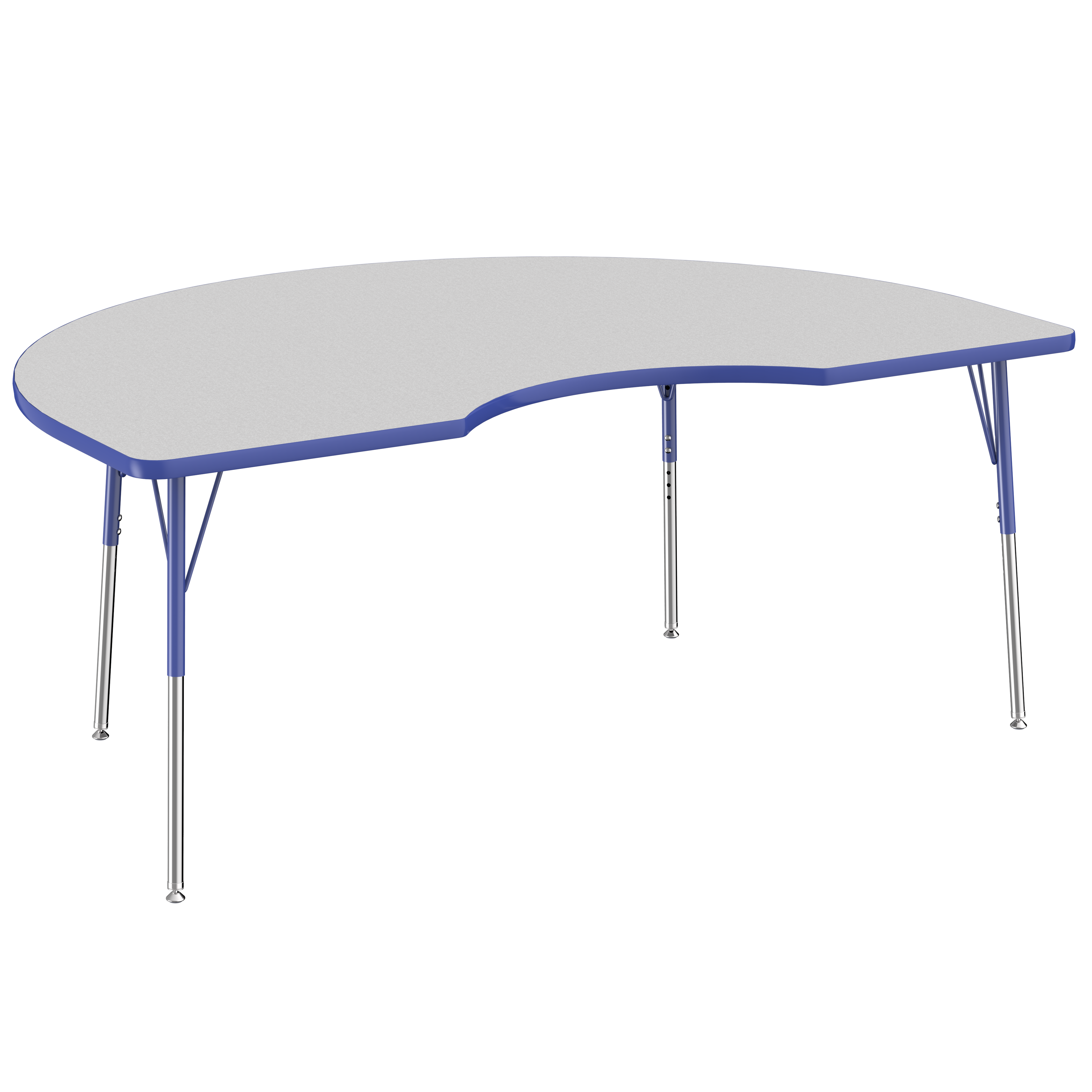 48" x 72" Kidney T-Molding Activity Table with Adjustable Standard Swivel Glide Legs - Gray/Blue