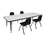 30" x 72" Rectangle Dry-Erase Activity Table with Standard Legs and 12" Stack Chairs with Swivel Glides, 5-Piece Set - Whiteboard/Black