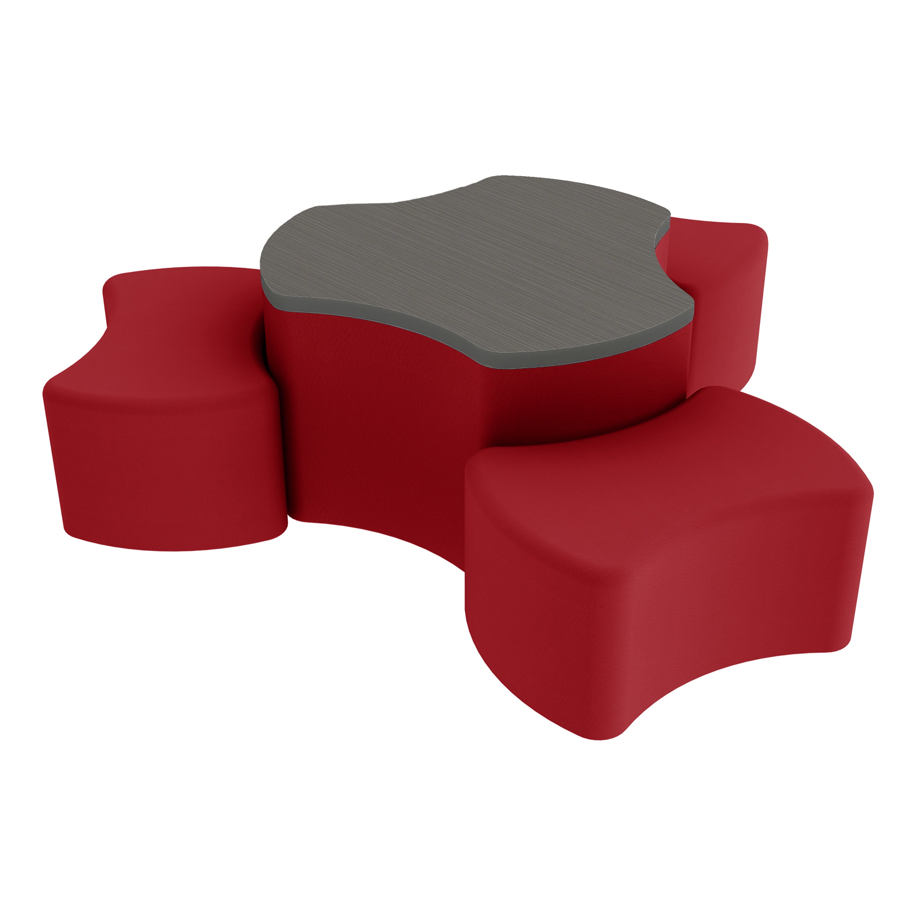 Pro Series Cog Ottoman Table with Bowtie 12" H Seating, 4-Piece Set - Crimson/Cosmic Strandz