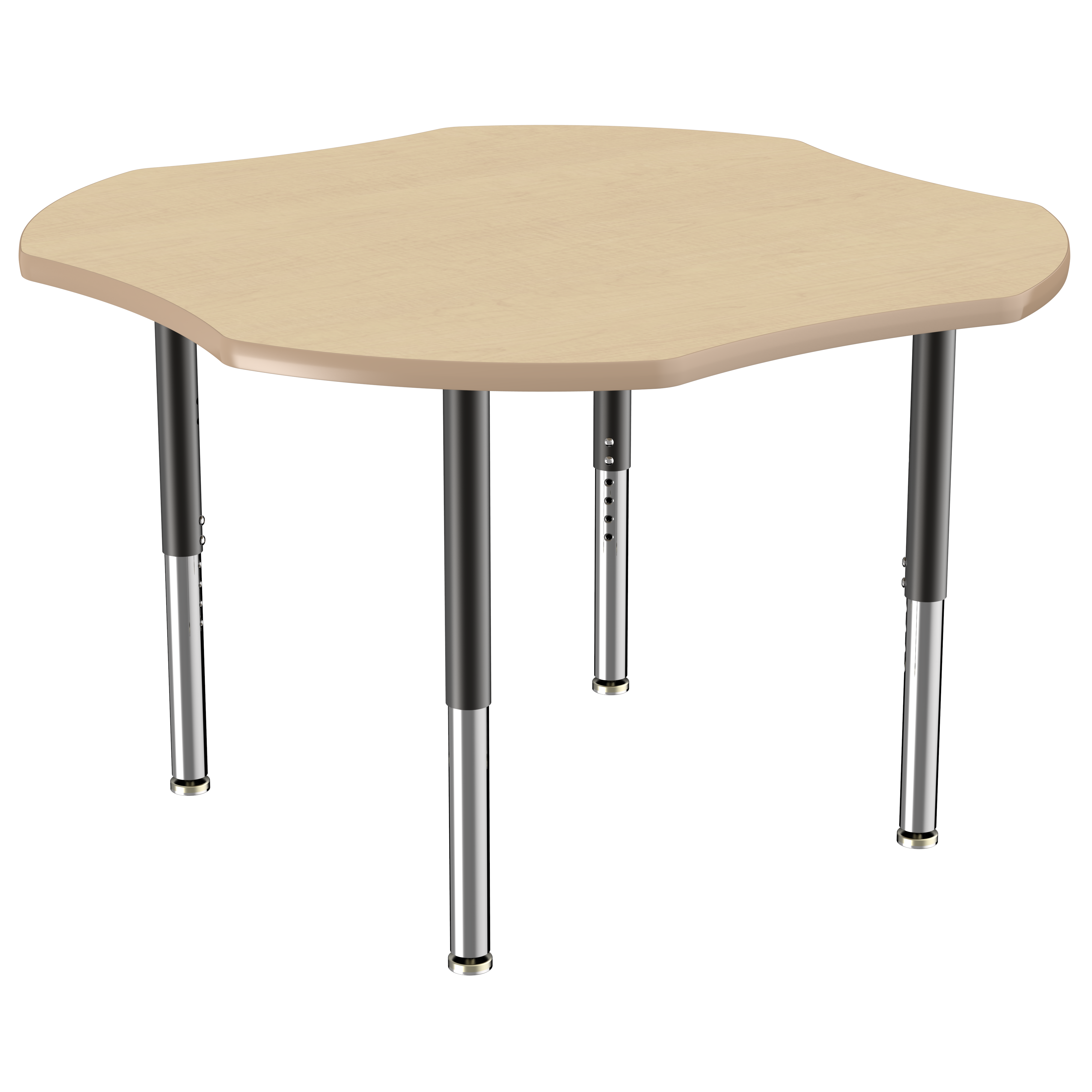 48" x 48" Clover T-Molding Activity Table with Adjustable Super Legs - Maple/Maple/Black