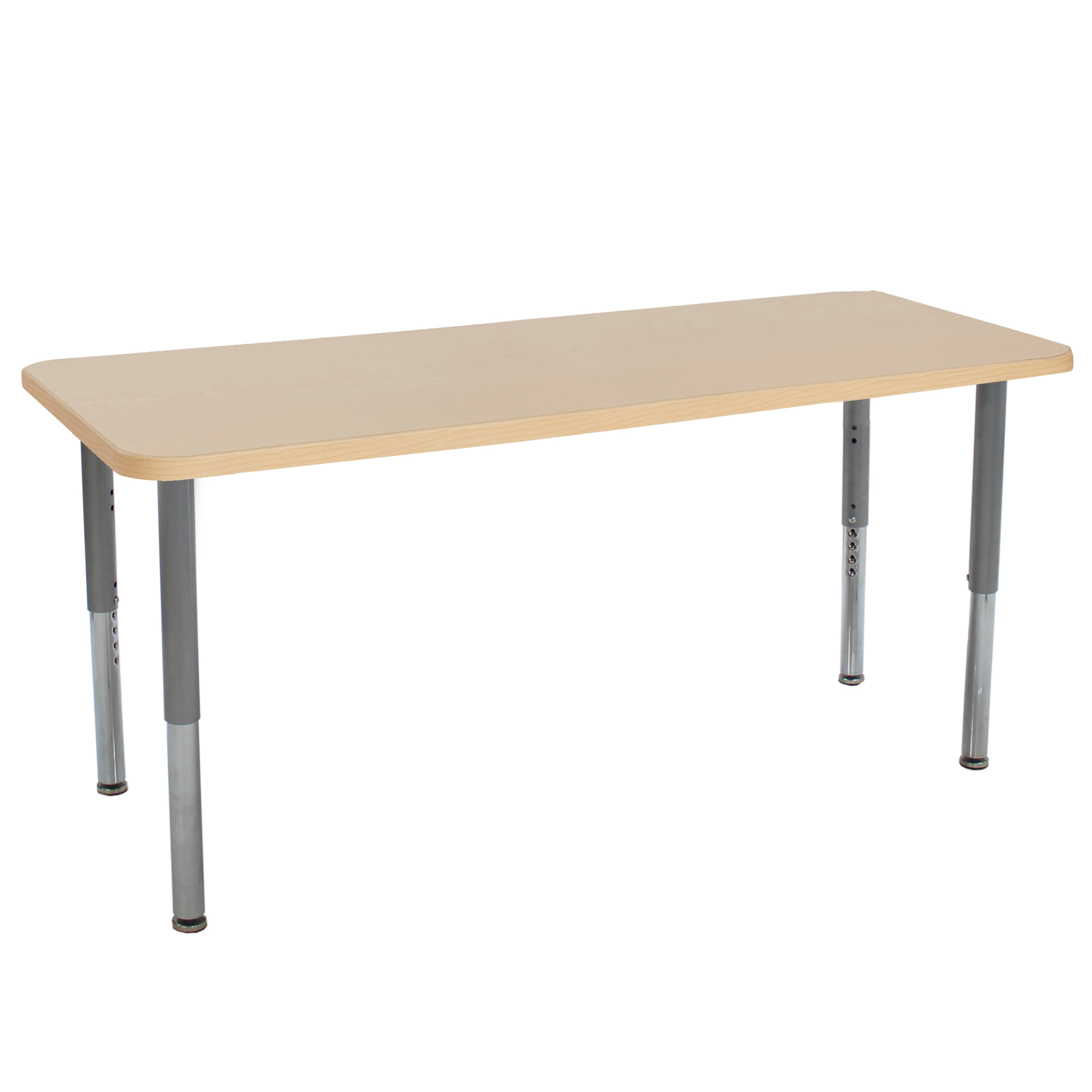 24" x 72" Rectangle La Madera Activity Table with Adjustable Super Legs - Maple Grain/Silver
