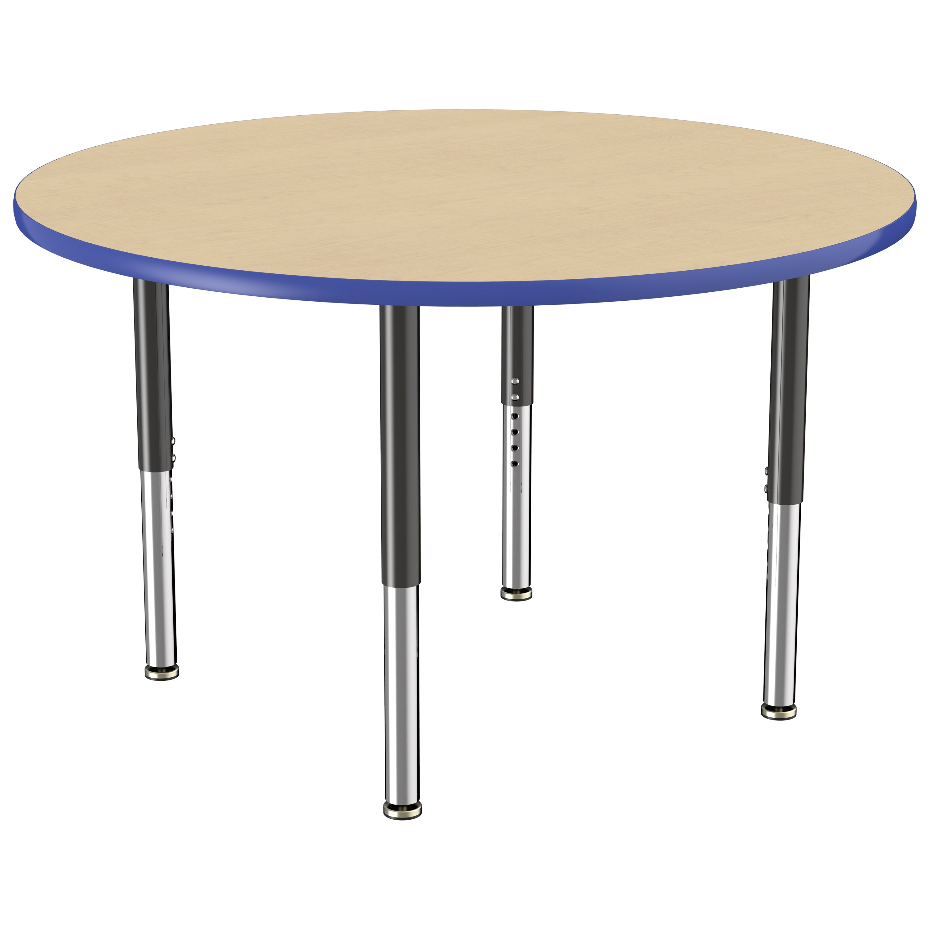 48" Round T-Molding Activity Table with Adjustable Super Legs - Maple/Blue/Black