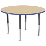 48" Round T-Molding Activity Table with Adjustable Super Legs - Maple/Blue/Black