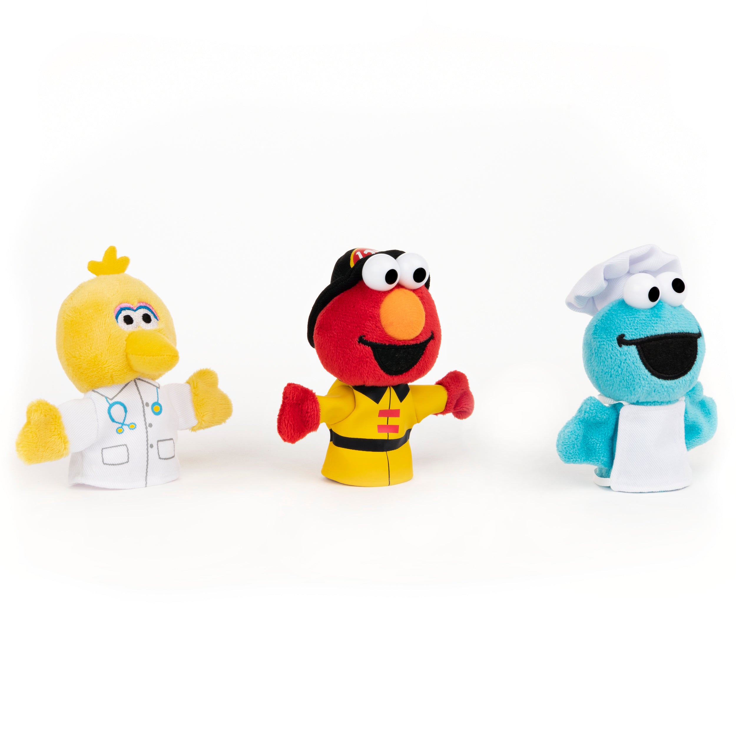 GUND Sesame Street People in Your Neighborhood Finger Puppets Set of Three with Elmo, Cookie Monster and Big Bird, For Ages 1 and Up, Multicolor, 3”