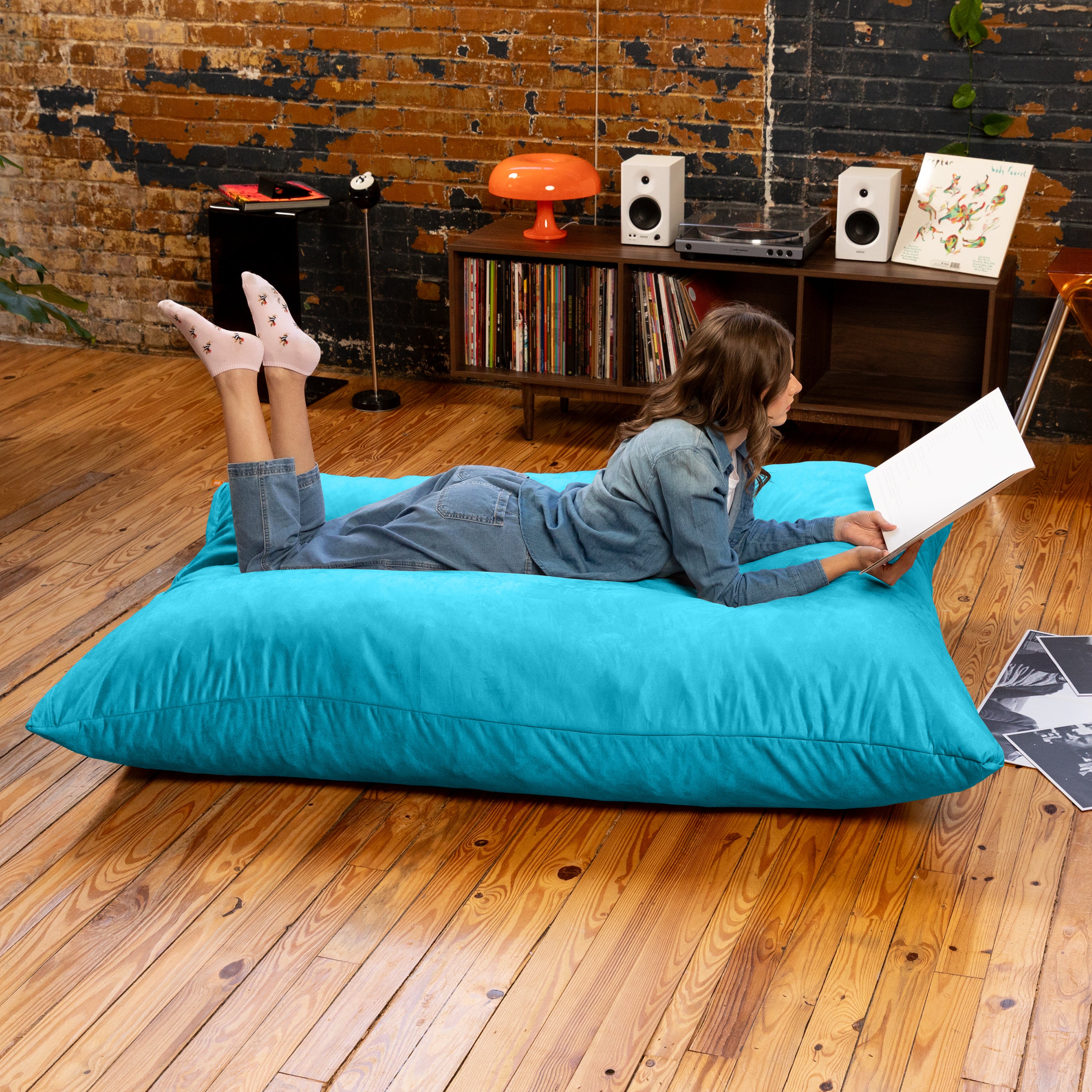 Jaxx Pillow Saxx 5.5-Foot - Huge Bean Bag Floor Pillow and Lounger, Teal
