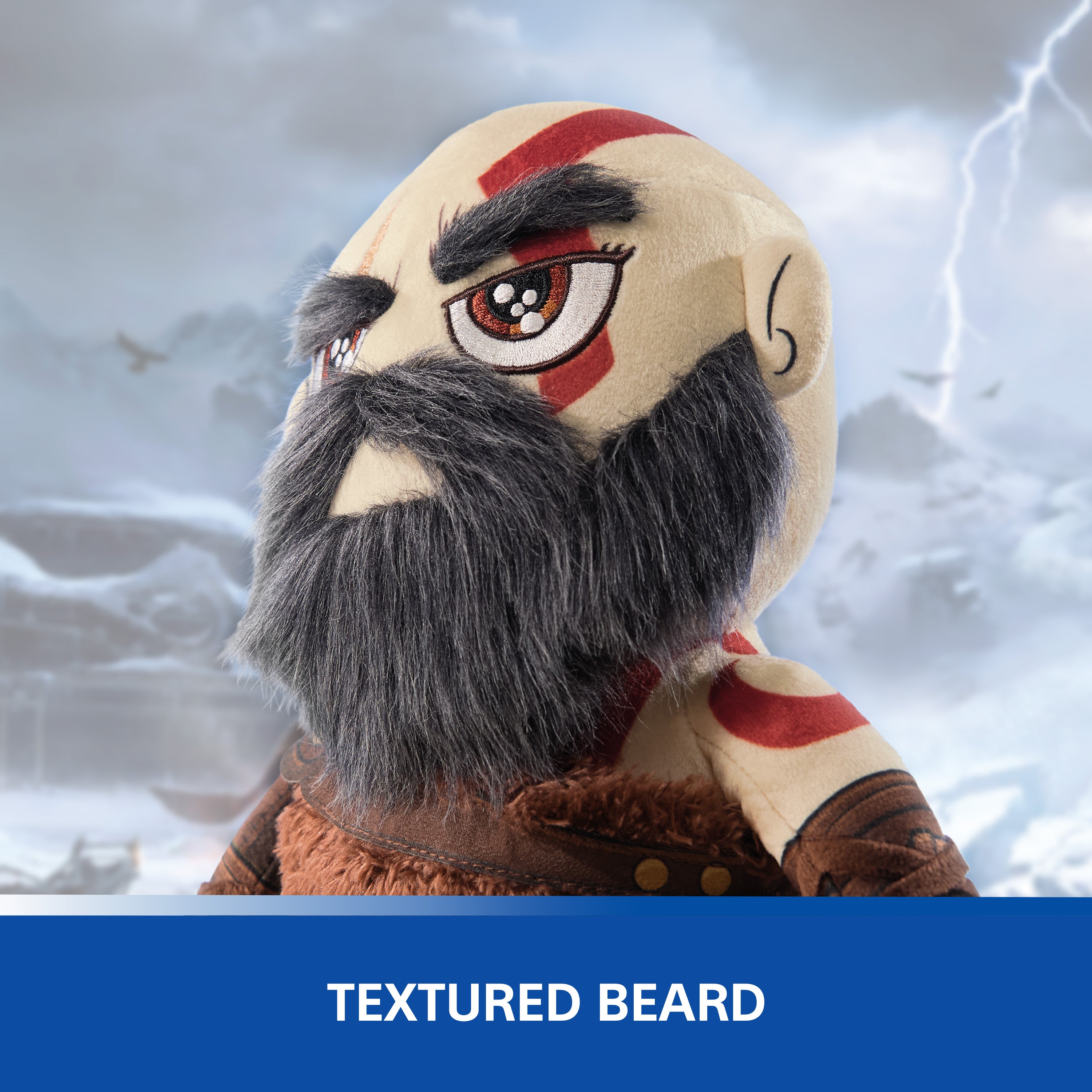PlayStation, God of War Ragnarok, Premium 10-Inch Kratos Collector Grade Plush Toy, Cute Plushies and Kids Toys for PS5 Fans of All Ages