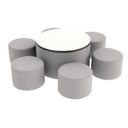 Pro Series Dry-Erase 30" Round Ottoman Table with Round 12" H Seating, 7-Piece Set - Gray/Whiteboard