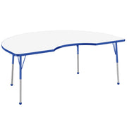48" x 72" Kidney Dry-Erase Activity Table with Adjustable Standard Ball Glide Legs - Whiteboard/Blue