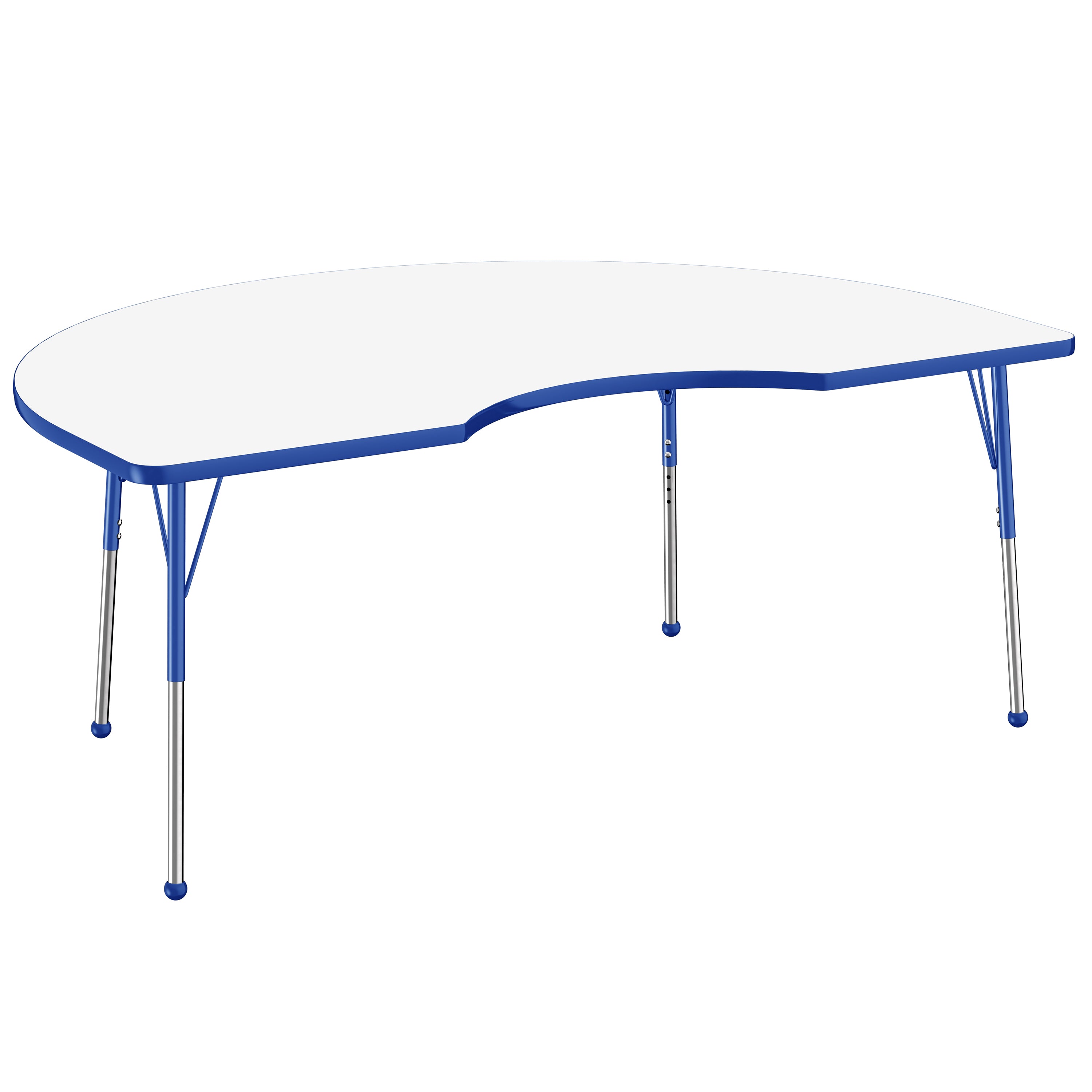 48" x 72" Kidney Dry-Erase Activity Table with Adjustable Standard Ball Glide Legs - Whiteboard/Blue