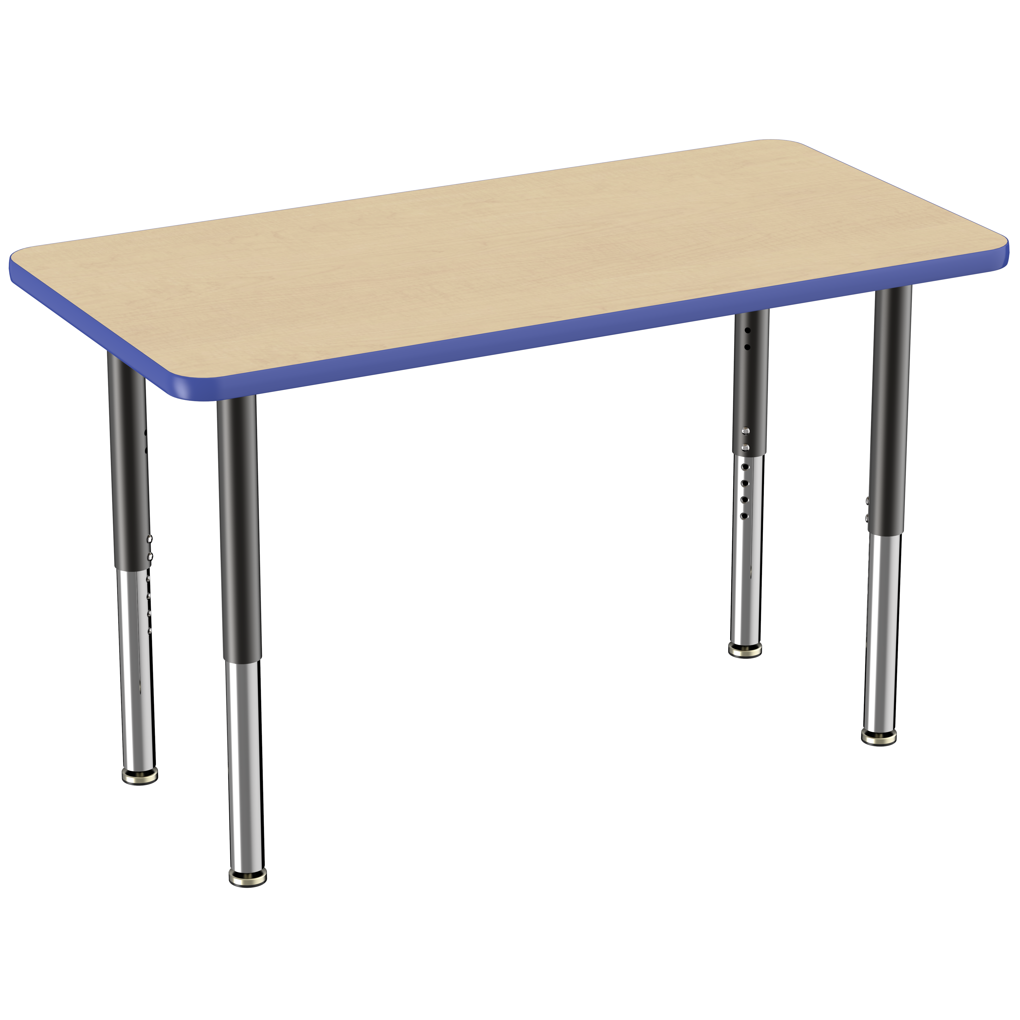 24" x 48" Rectangle T-Molding Activity Table with Adjustable Super Legs - Maple/Blue/Black