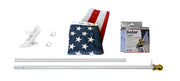 American Flag and Flagpole Set - 6 ft. Aluminum Spinner Pole that Rotates 360 Degrees, Includes a Solar Light and US Flag 3x5 ft. SolarGuard Nylon by Annin Flagmakers, Mansion Kit Model 42914