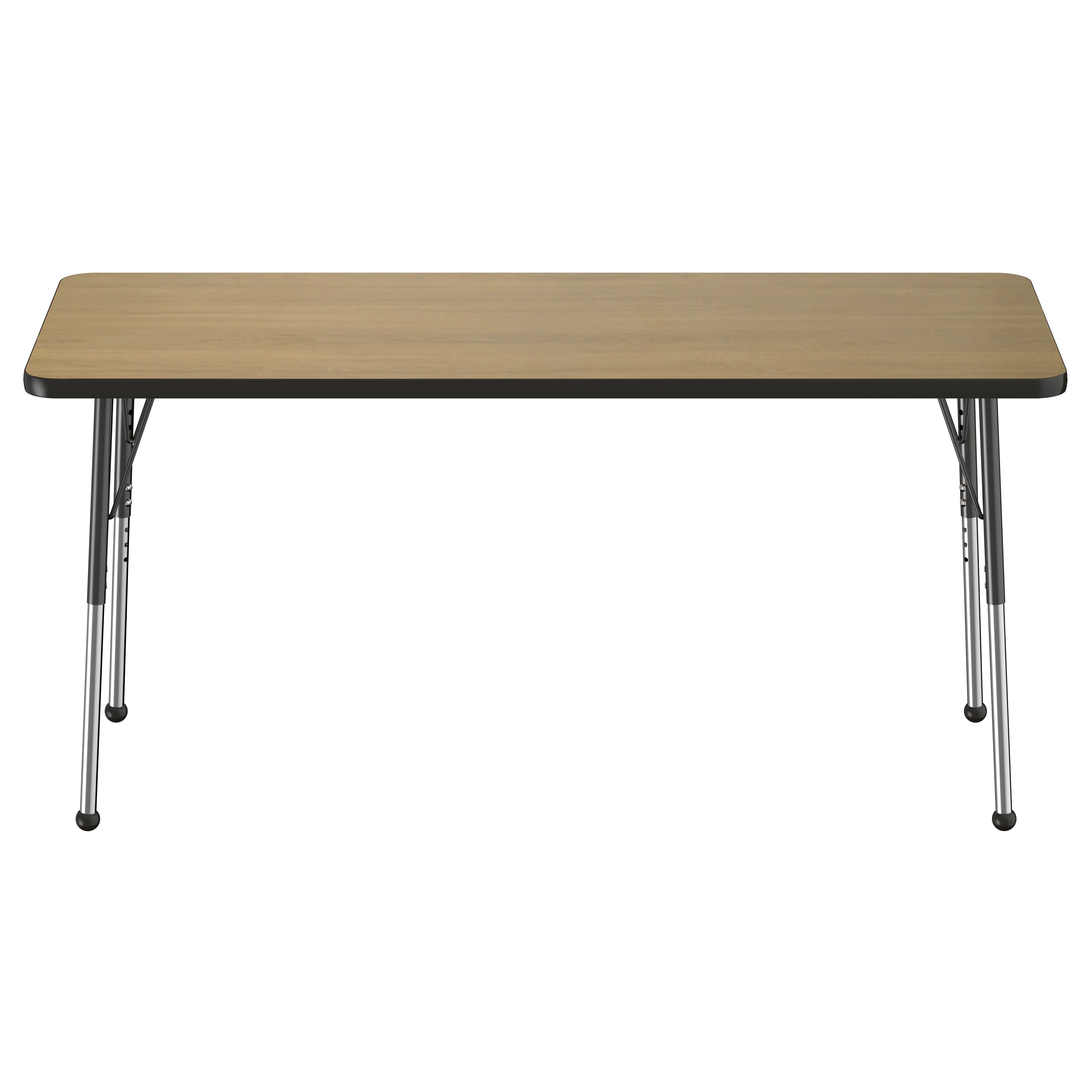 24" x 60" Rectangle T-Molding Activity Table with Adjustable Standard Ball Glide Legs - Pasadena Oak/Black