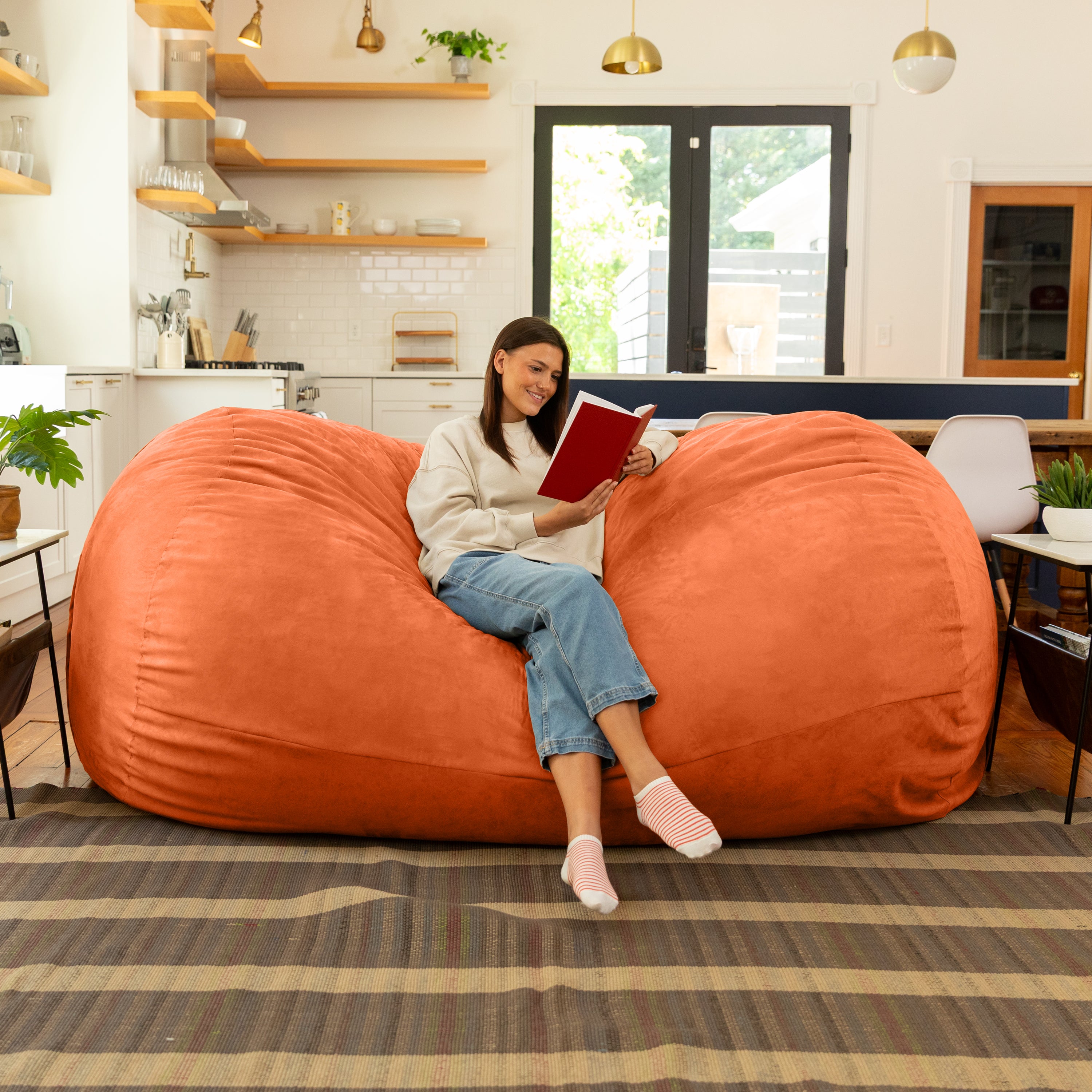 Jaxx 7 Foot Giant Bean Bag Sofa, Mandarin