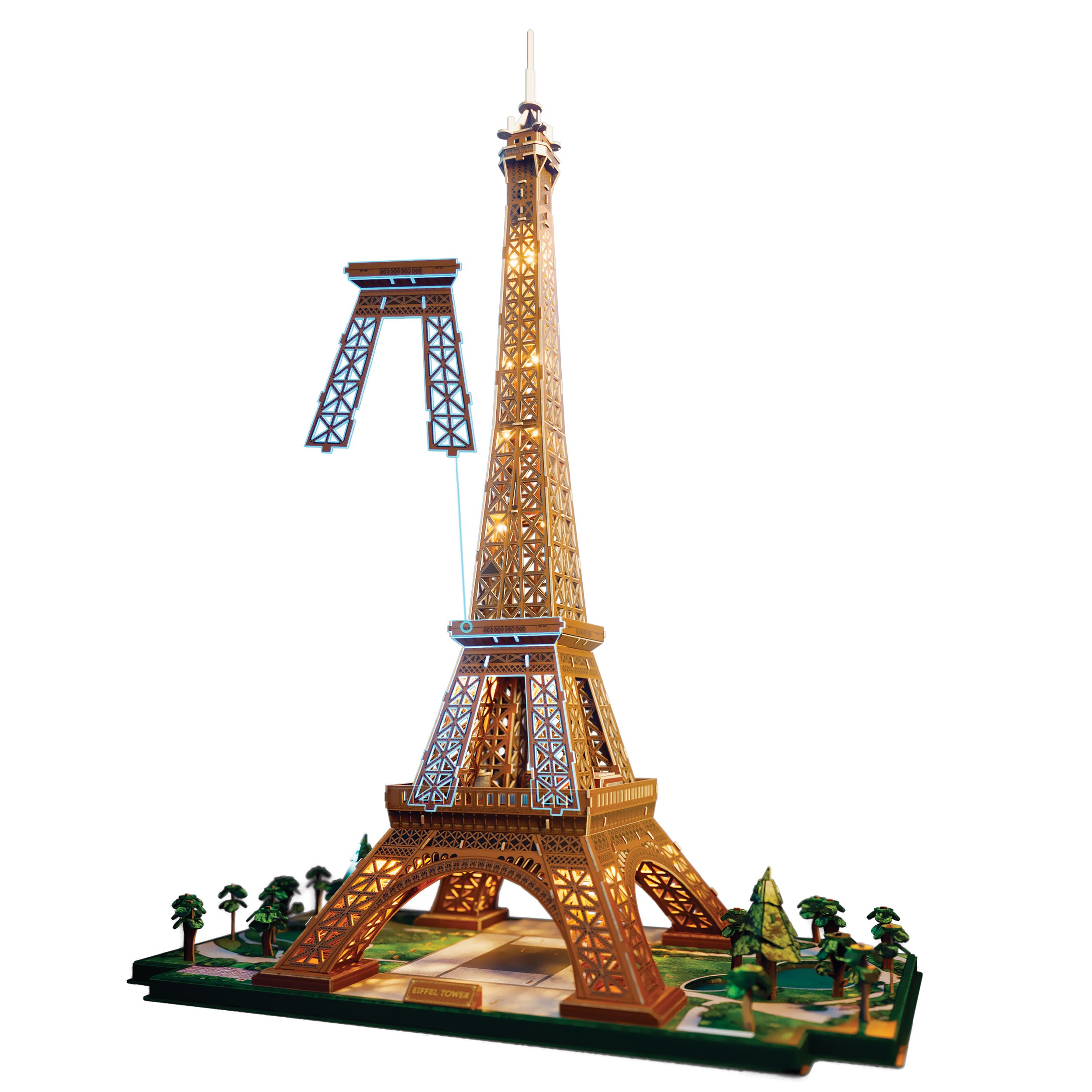 4D Build, Architect Series Eiffel Tower 3D Model Kit with LED Lights, Desk Décor, Adult Puzzles, Building Toys, 3D Puzzles for Adults & Teens, 252 Pieces, for Ages 12 & Up
