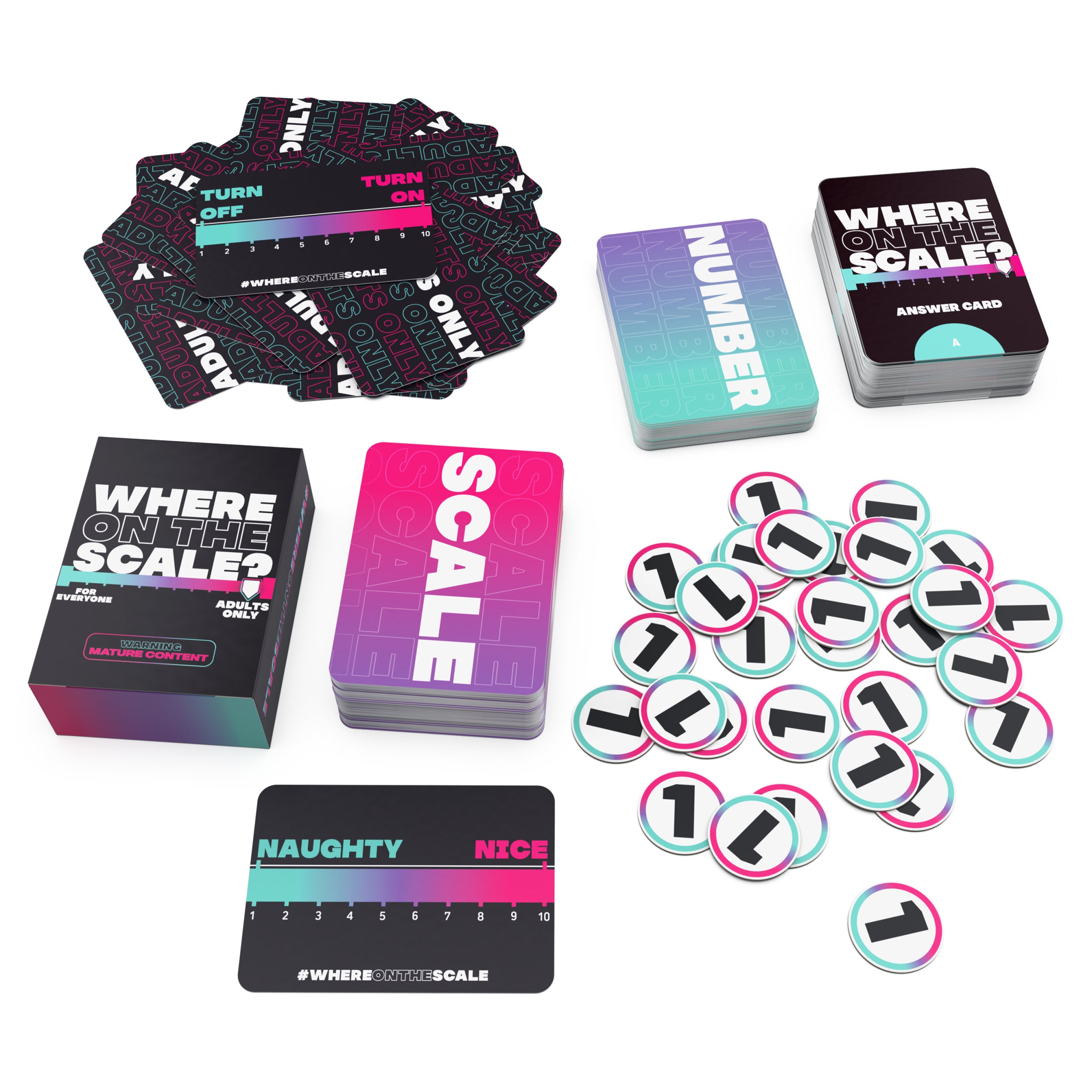 Spin Master Games, Where on the Scale, A Party Game of Extremes, for Friendsgiving, Bachelorette Parties, College, Birthdays, Happy Hour & More, 2 & Up Players, for Ages 18 & Up